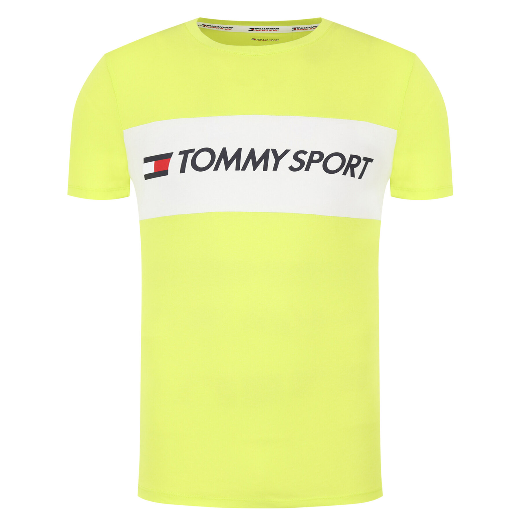 Tommy Sport Majica Colourblock Logo S20S200375 Rumena Regular Fit - Pepit.si