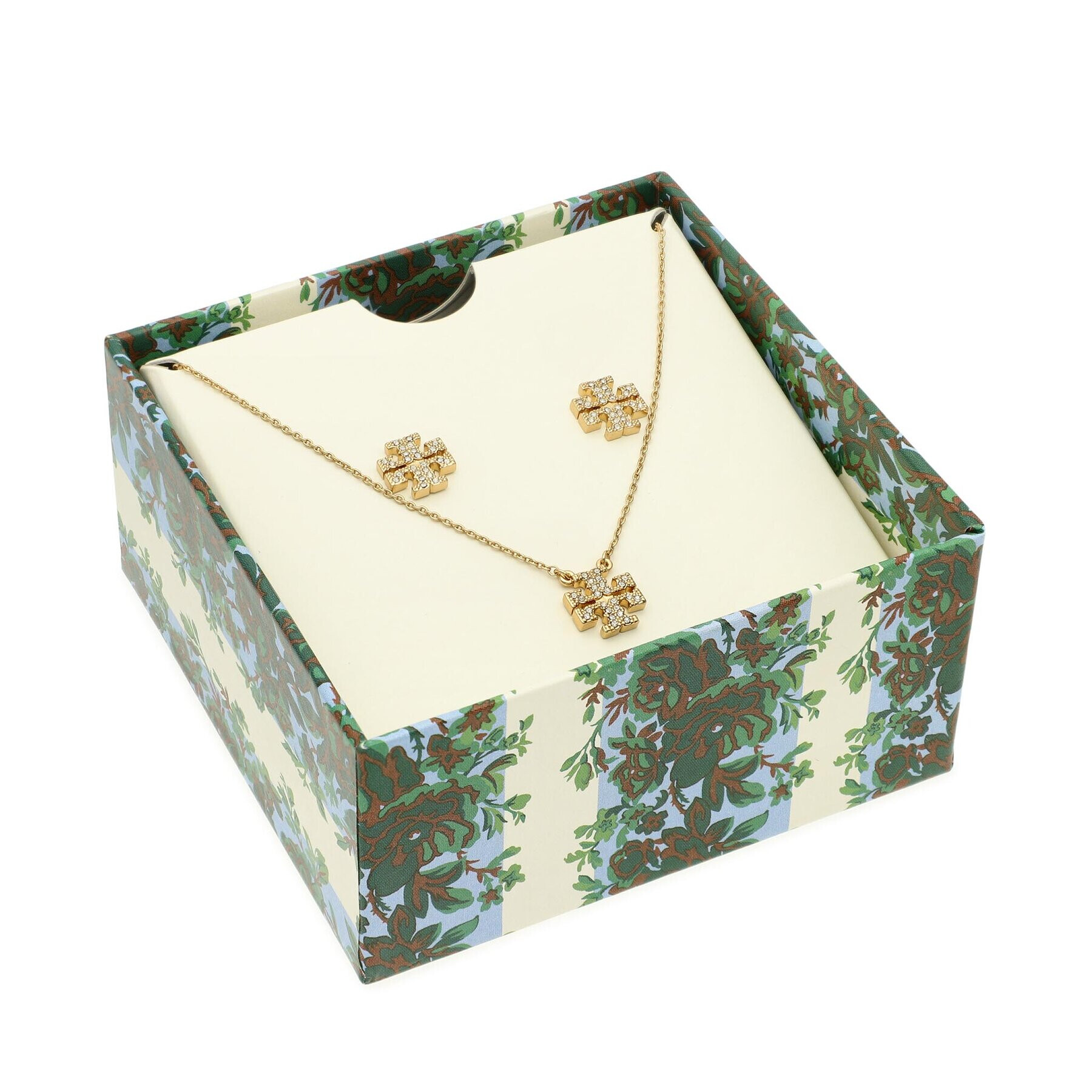 Tory Burch Komplet ogrlica in uhani Kira Pave Pendant And Stud Earring Set 145510 Zlata - Pepit.si