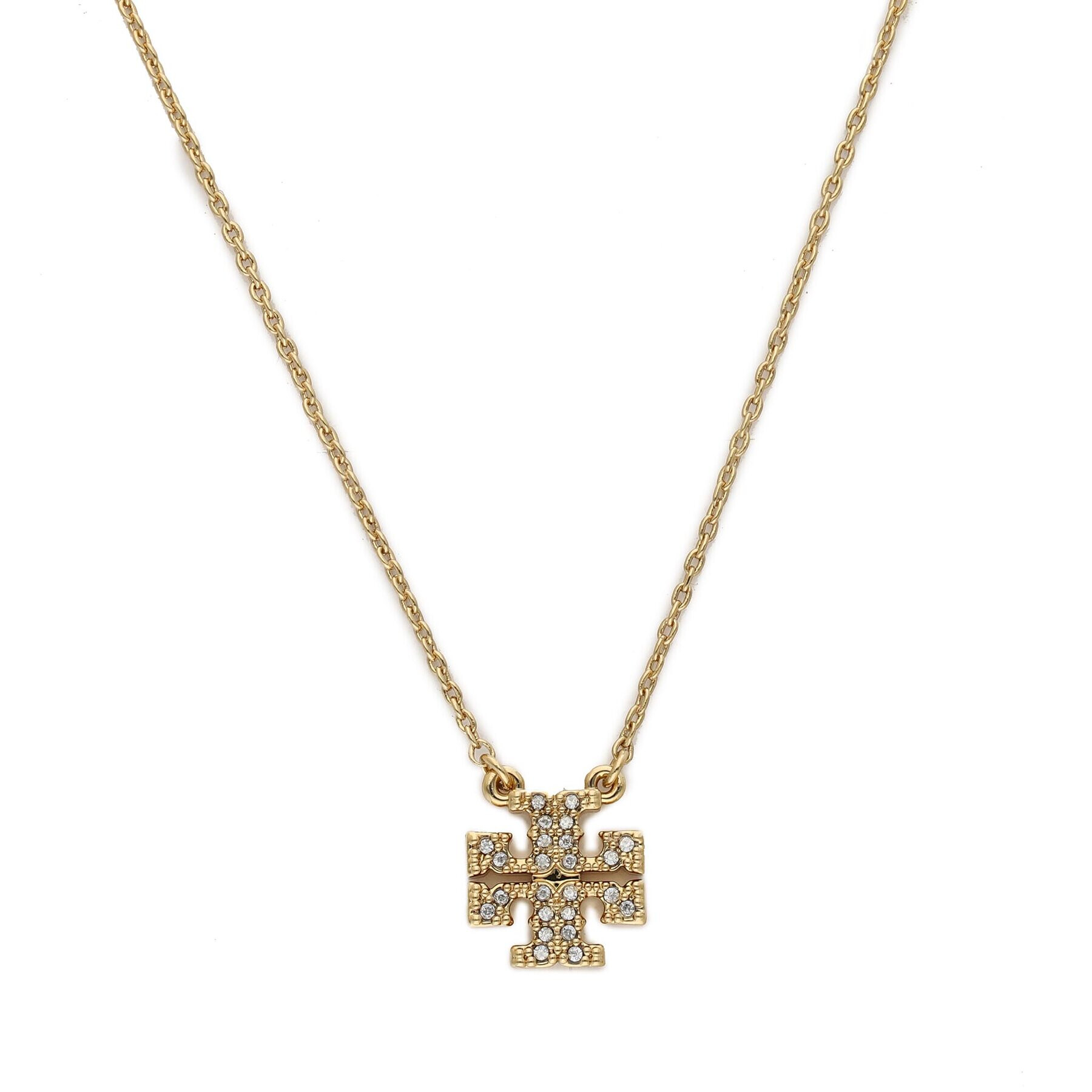 Tory Burch Komplet ogrlica in uhani Kira Pave Pendant And Stud Earring Set 145510 Zlata - Pepit.si