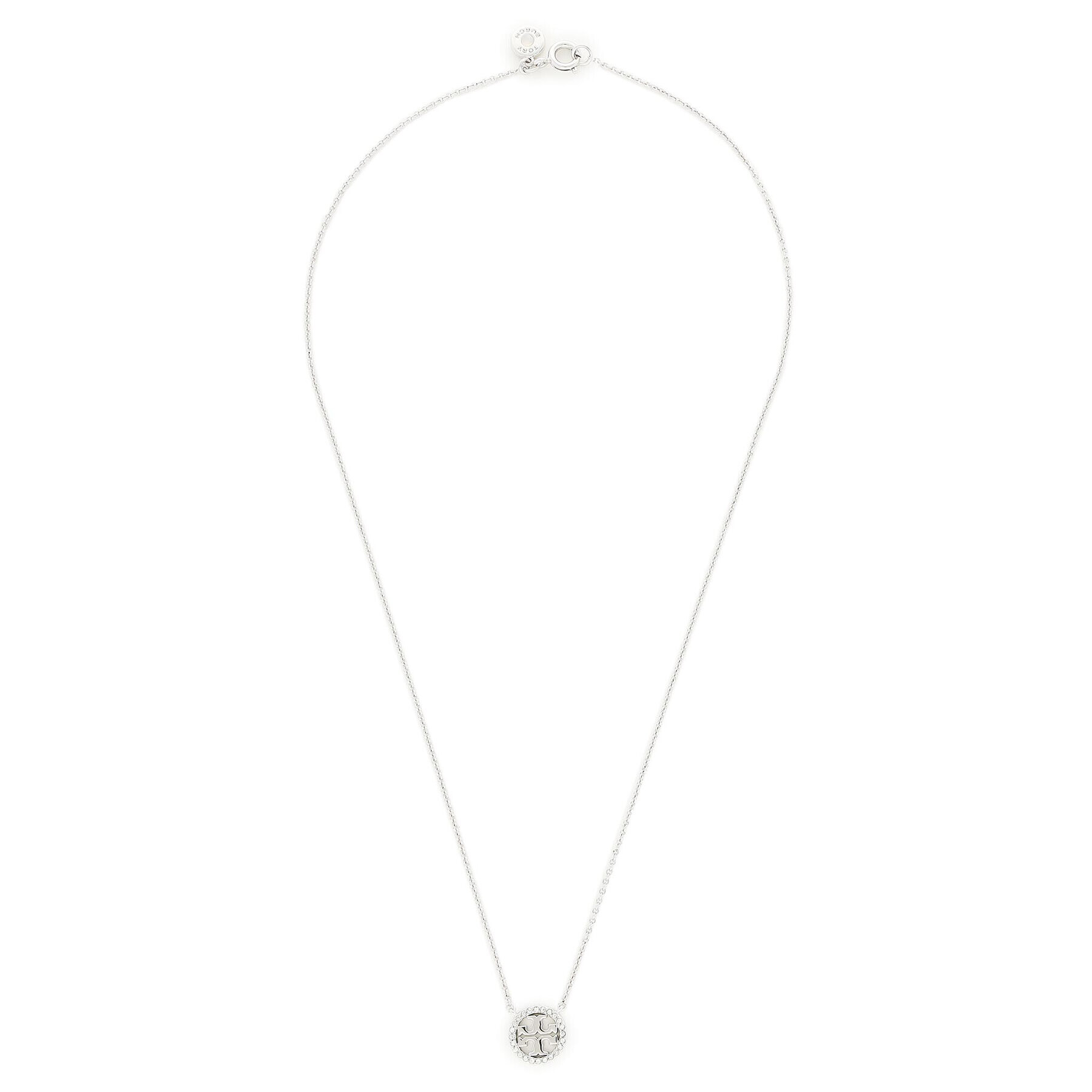 Tory Burch Ogrlica Crystal Logo Delicate Necklace 53420 Srebrna - Pepit.si