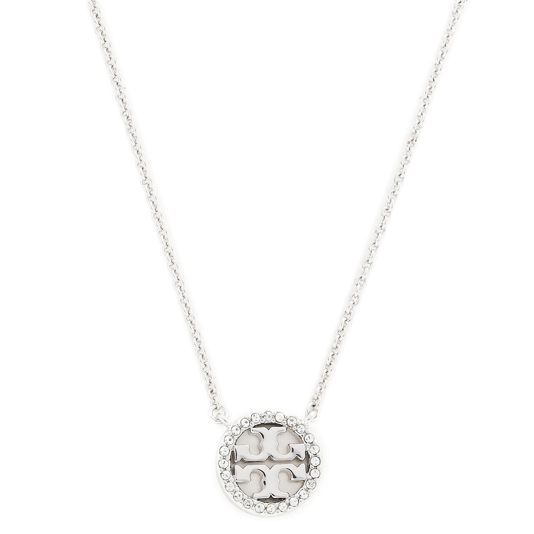 Tory Burch Ogrlica Crystal Logo Delicate Necklace 53420 Srebrna - Pepit.si