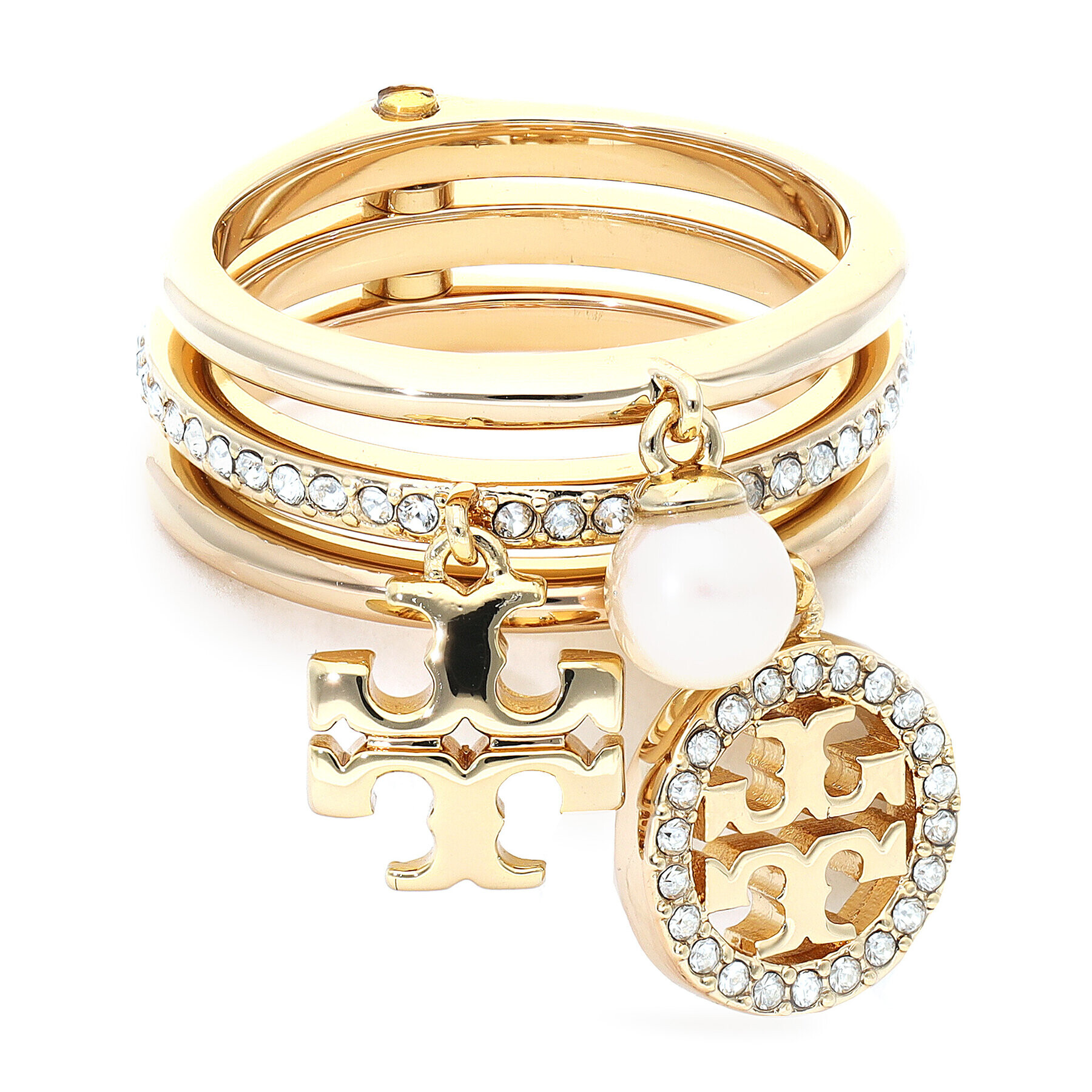 Tory Burch Prstan Miller Pave Charm Ring 76348 Zlata - Pepit.si