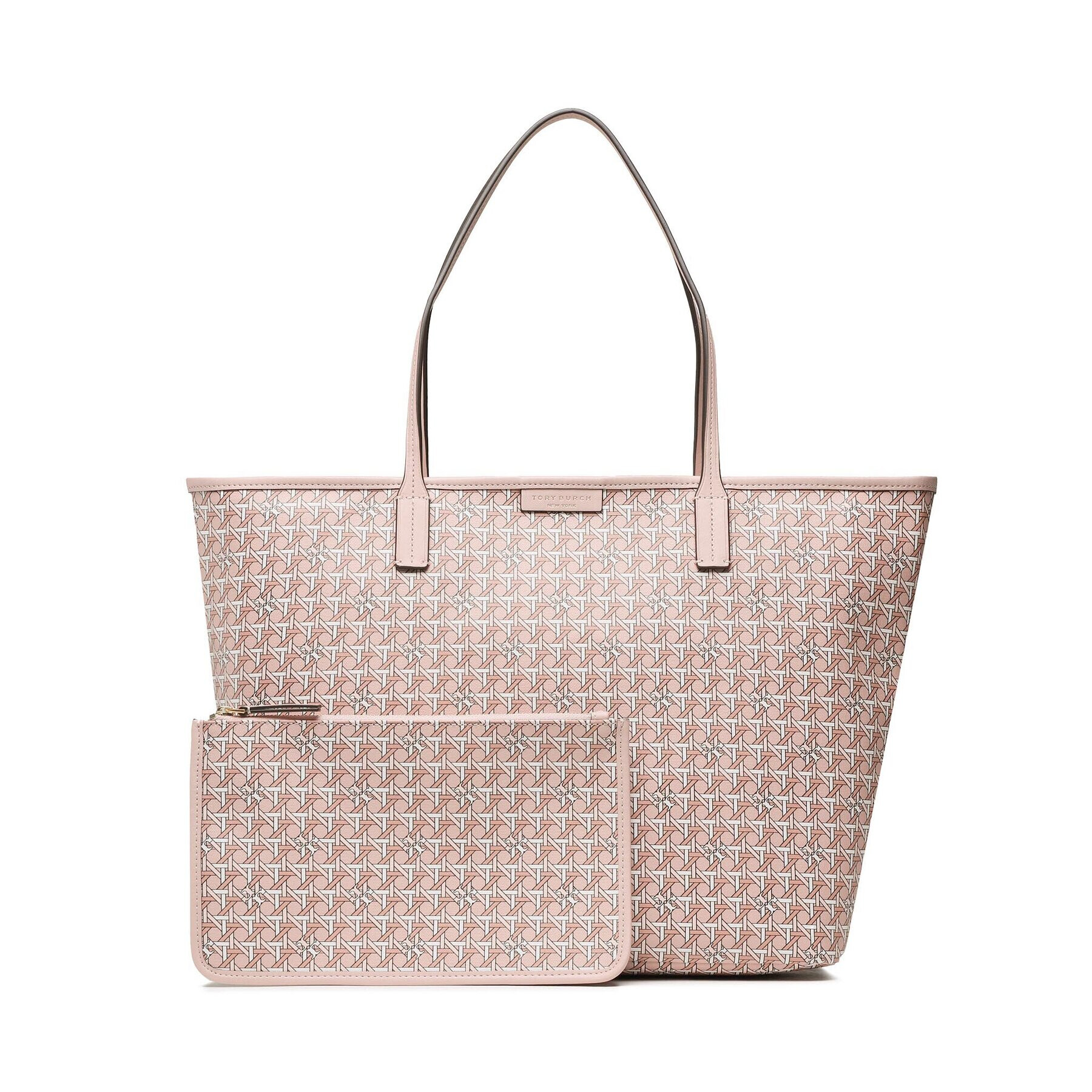 Tory Burch Ročna torba Basketweave Tote 145634 Roza - Pepit.si