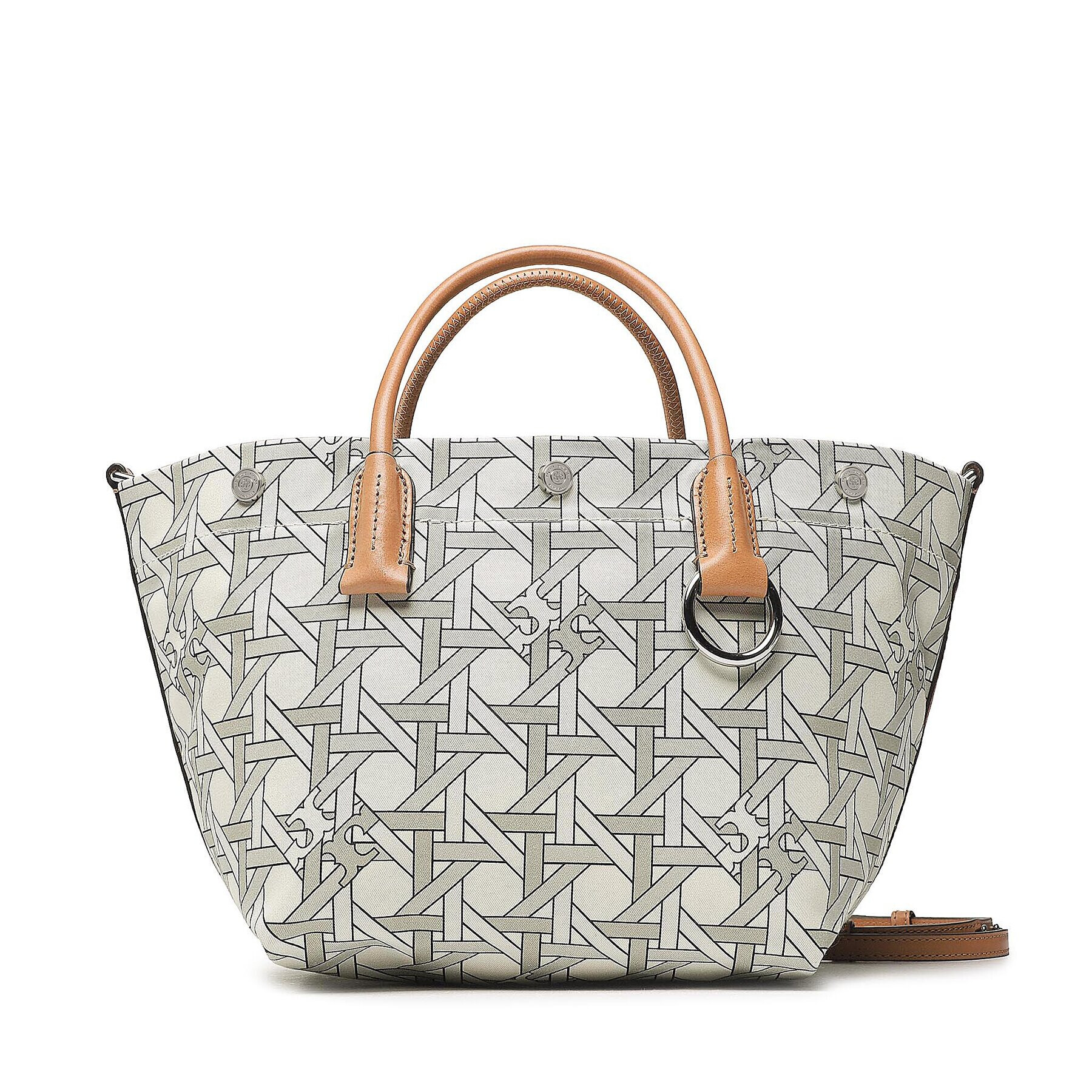 Tory Burch Ročna torba Canvas Basketweave Small Tote 146547 Zelena - Pepit.si