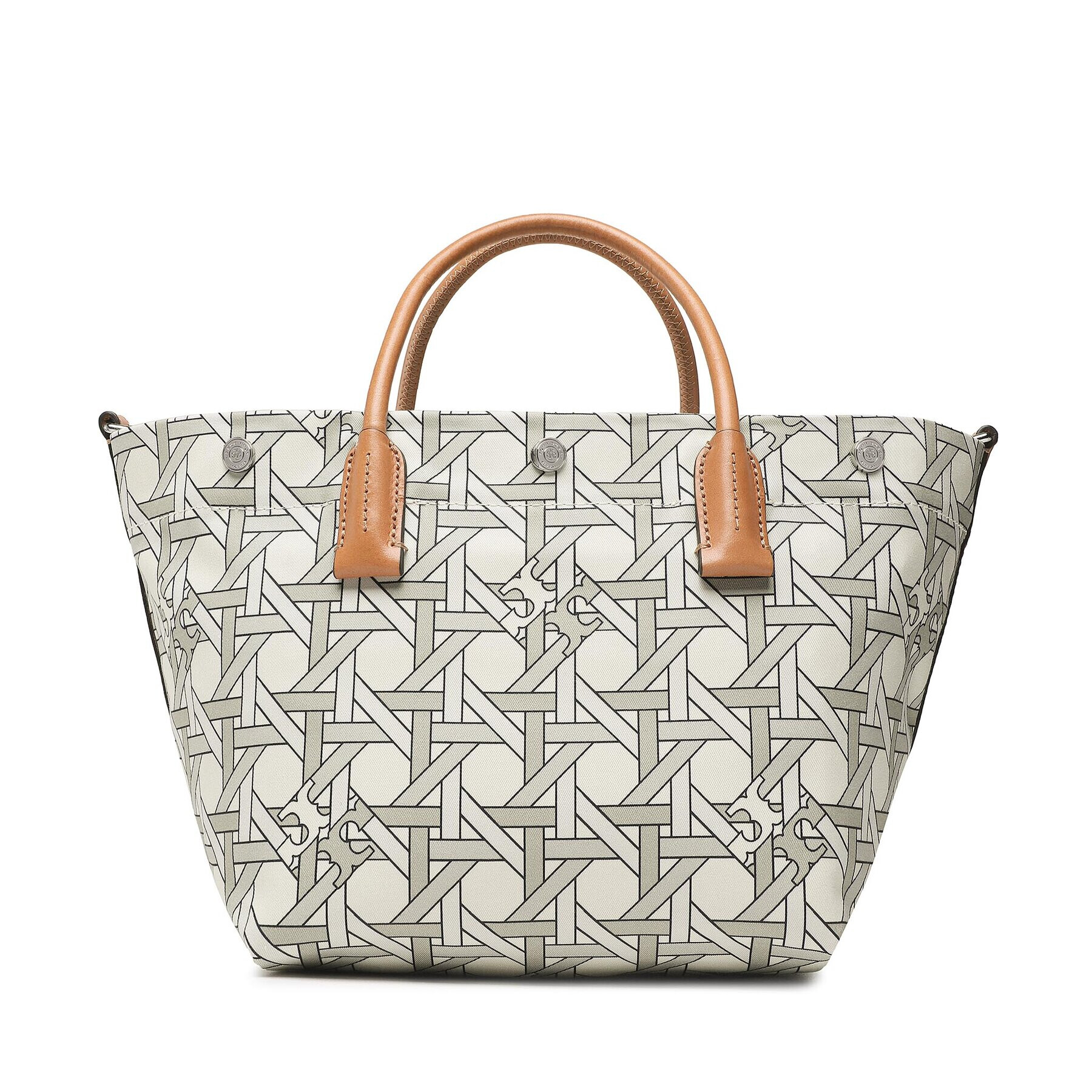 Tory Burch Ročna torba Canvas Basketweave Small Tote 146547 Zelena - Pepit.si