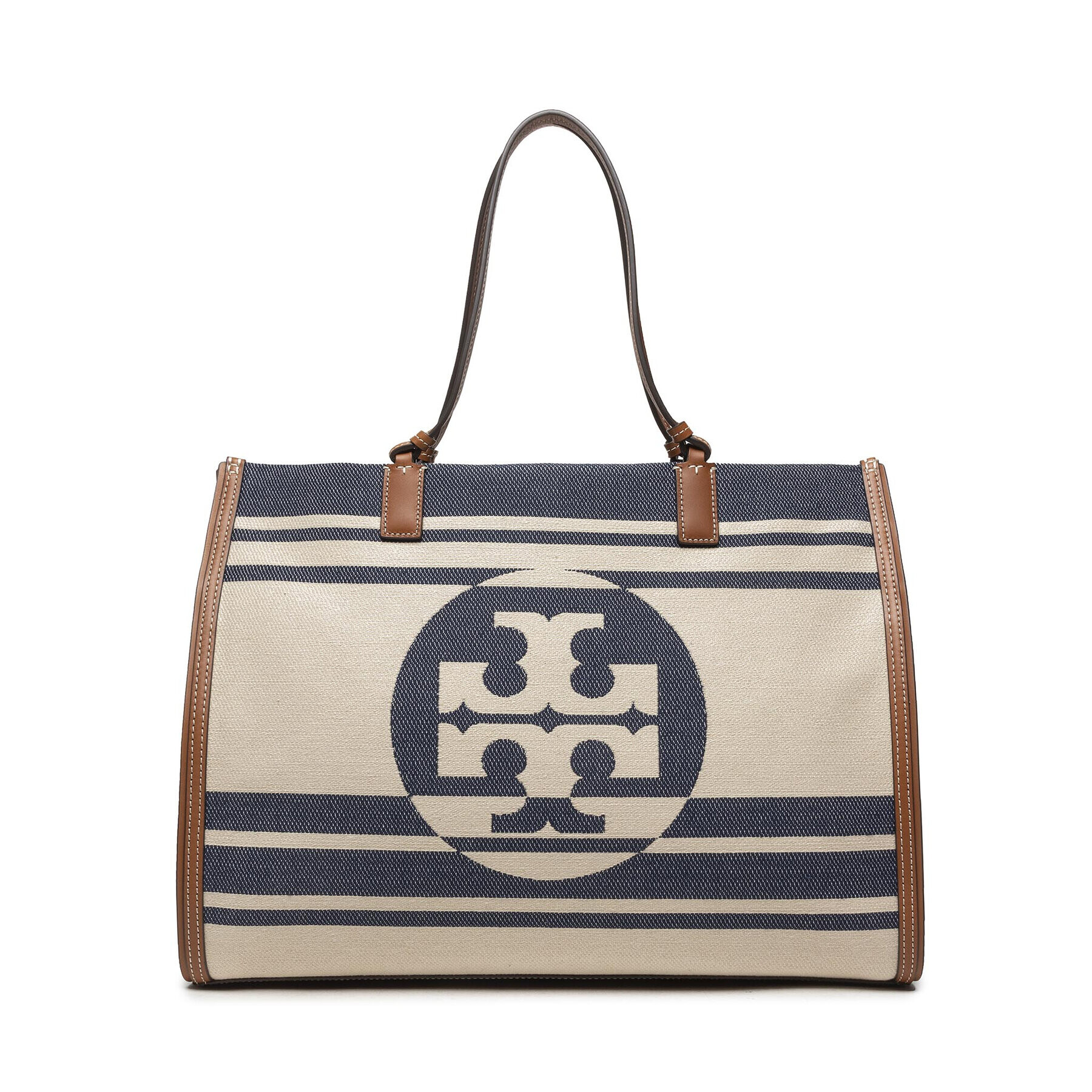 Tory Burch Ročna torba Ella Jacquard Stripe Tote 88083 Bež - Pepit.si