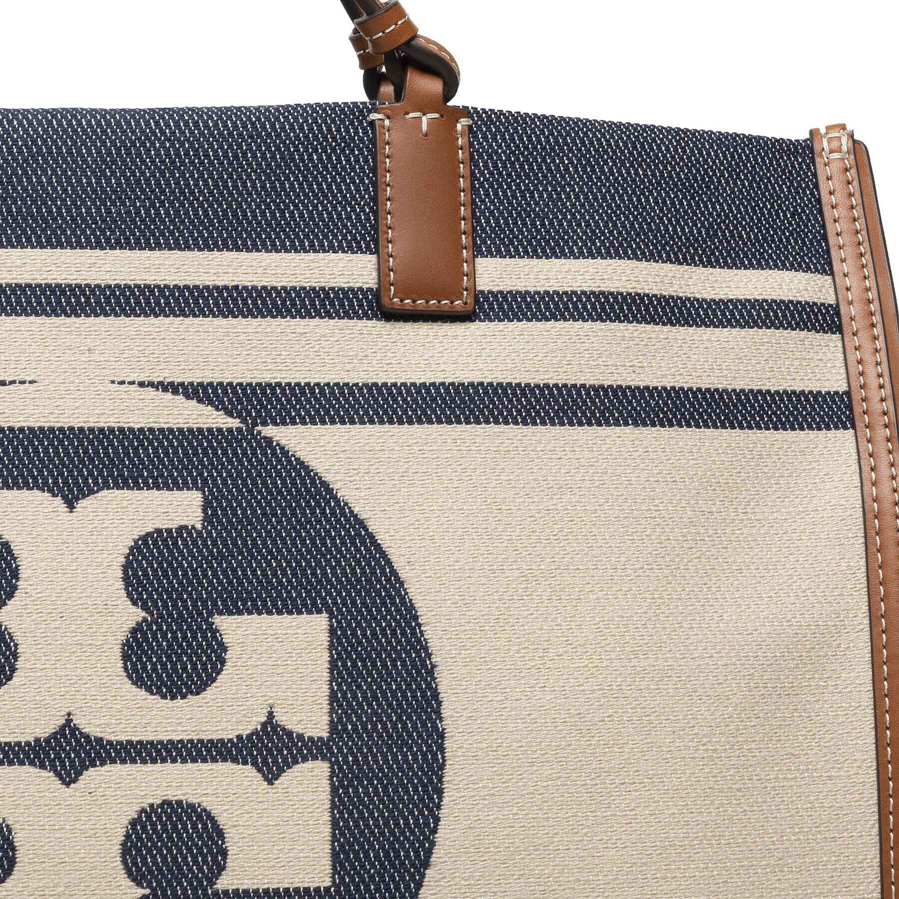 Tory Burch Ročna torba Ella Jacquard Stripe Tote 88083 Bež - Pepit.si