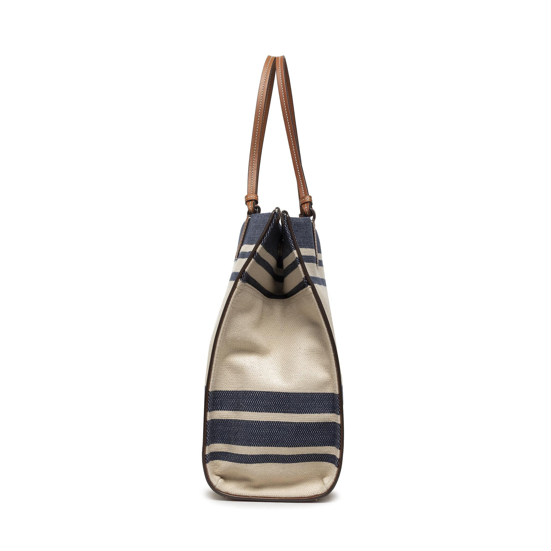 Tory Burch Ročna torba Ella Jacquard Stripe Tote 88083 Bež - Pepit.si