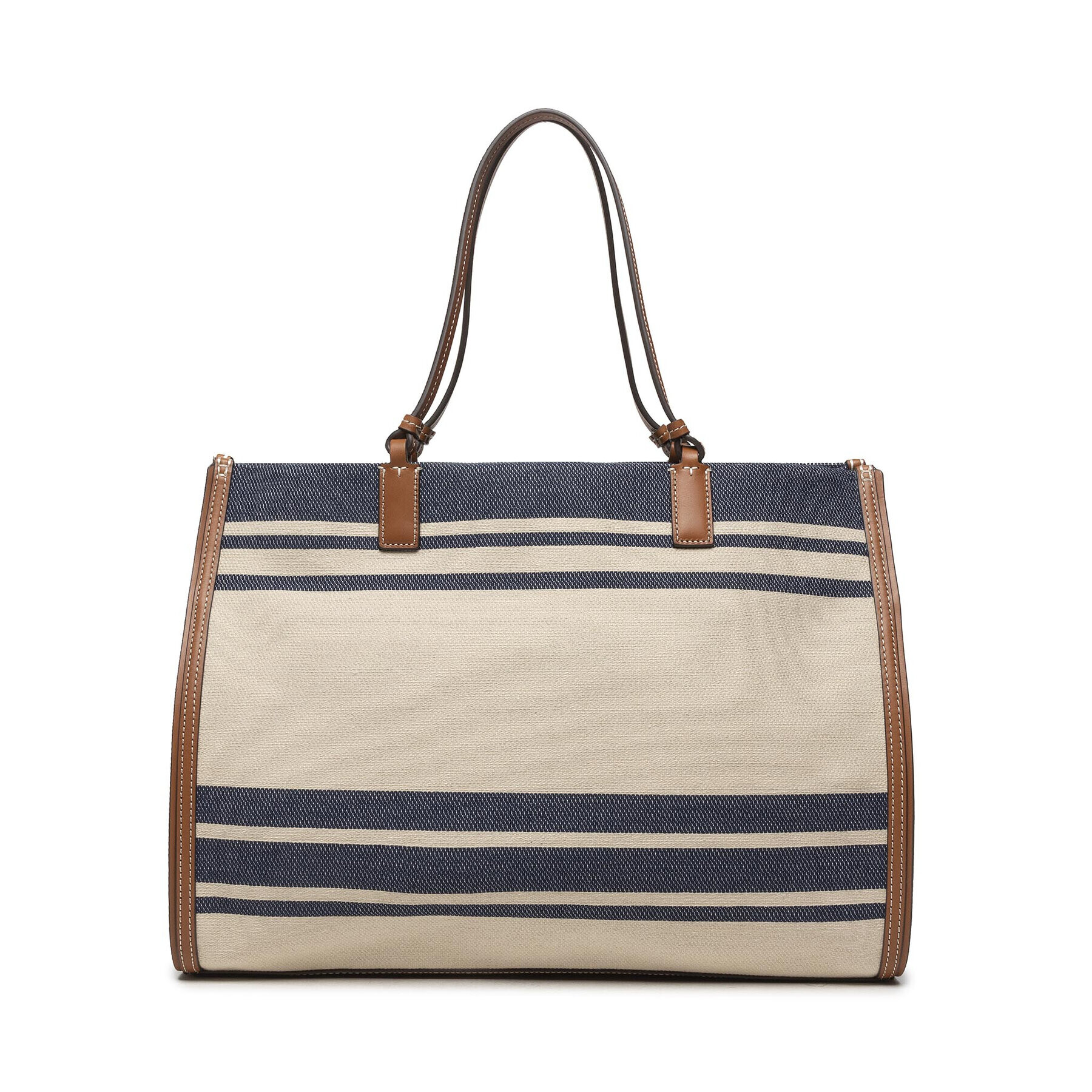 Tory Burch Ročna torba Ella Jacquard Stripe Tote 88083 Bež - Pepit.si