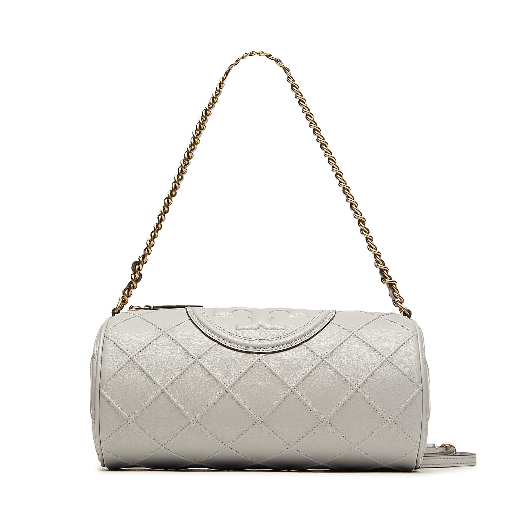 Tory Burch Ročna torba Fleming Soft Barrel 150358 Siva - Pepit.si