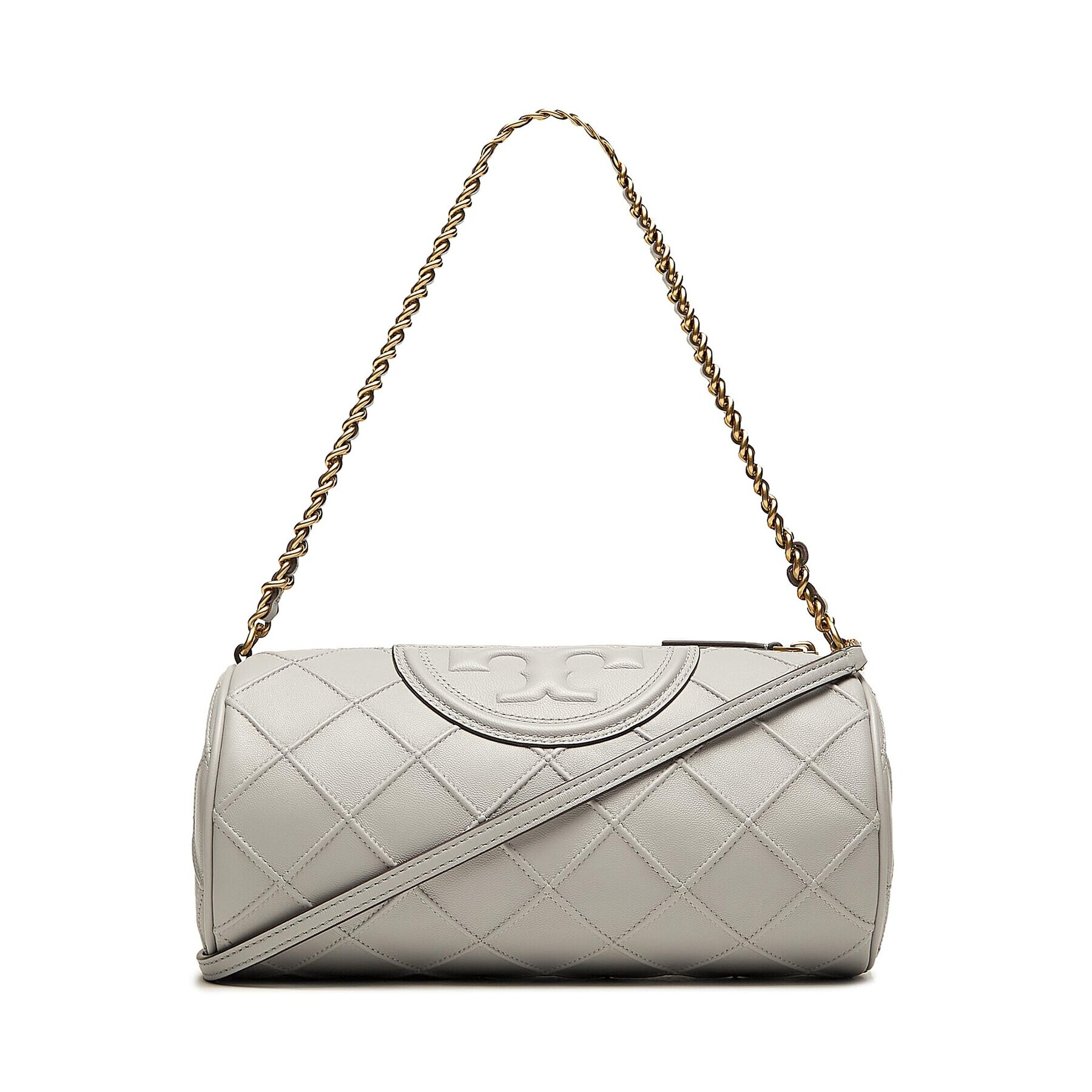 Tory Burch Ročna torba Fleming Soft Barrel 150358 Siva - Pepit.si