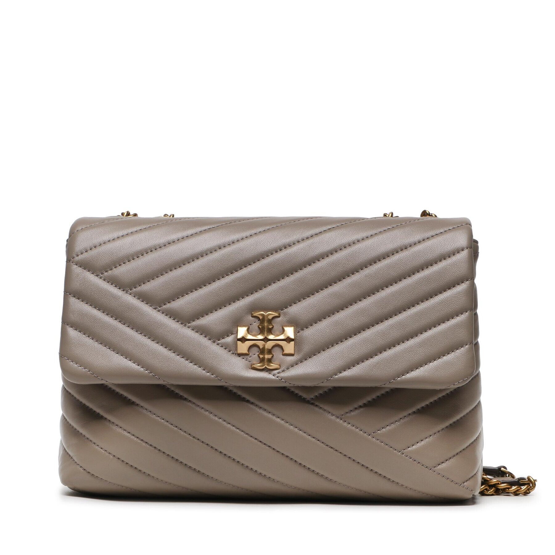 Tory Burch Ročna torba Kira Chevron Convertible Shoulder Bag 90446 Siva - Pepit.si