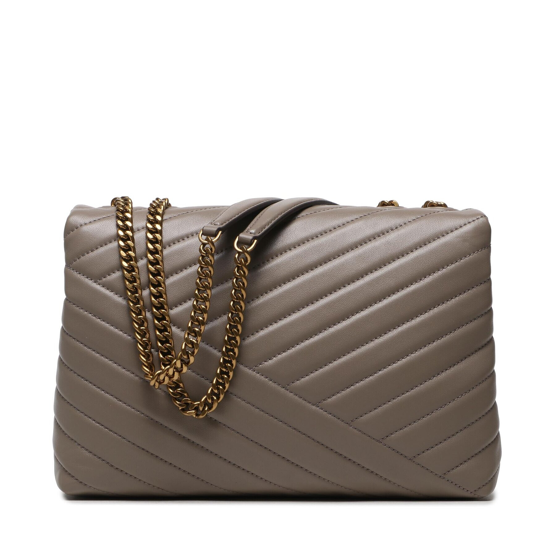 Tory Burch Ročna torba Kira Chevron Convertible Shoulder Bag 90446 Siva - Pepit.si