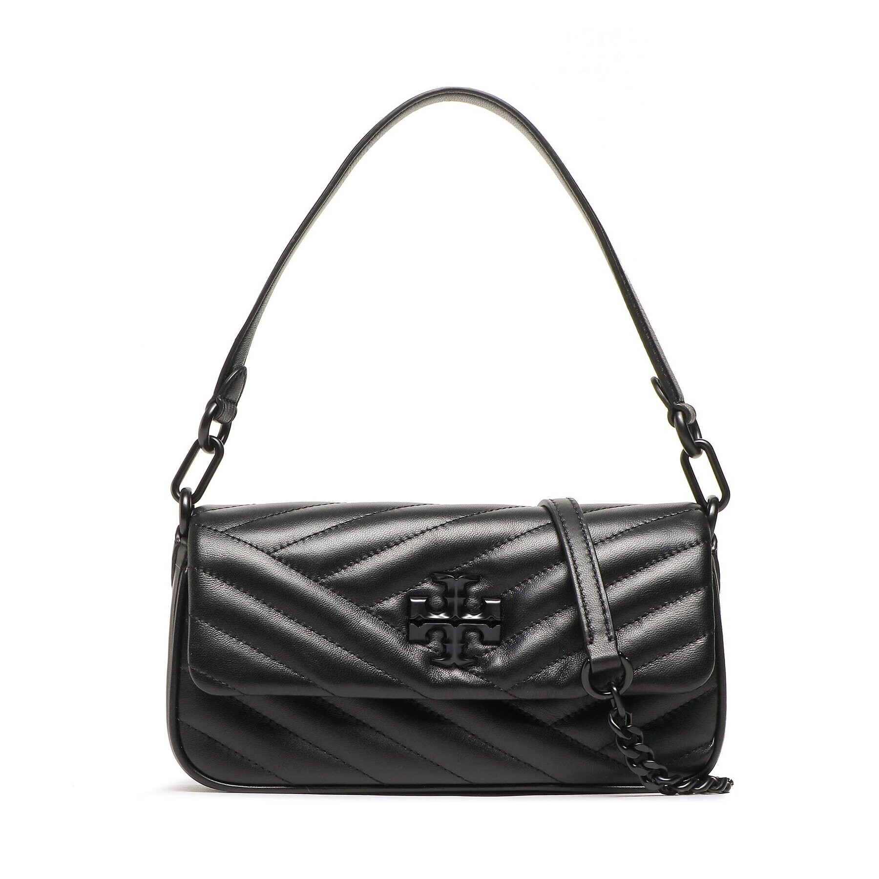 Tory Burch Ročna torba Kira Chevron Powder 90457 Črna - Pepit.si