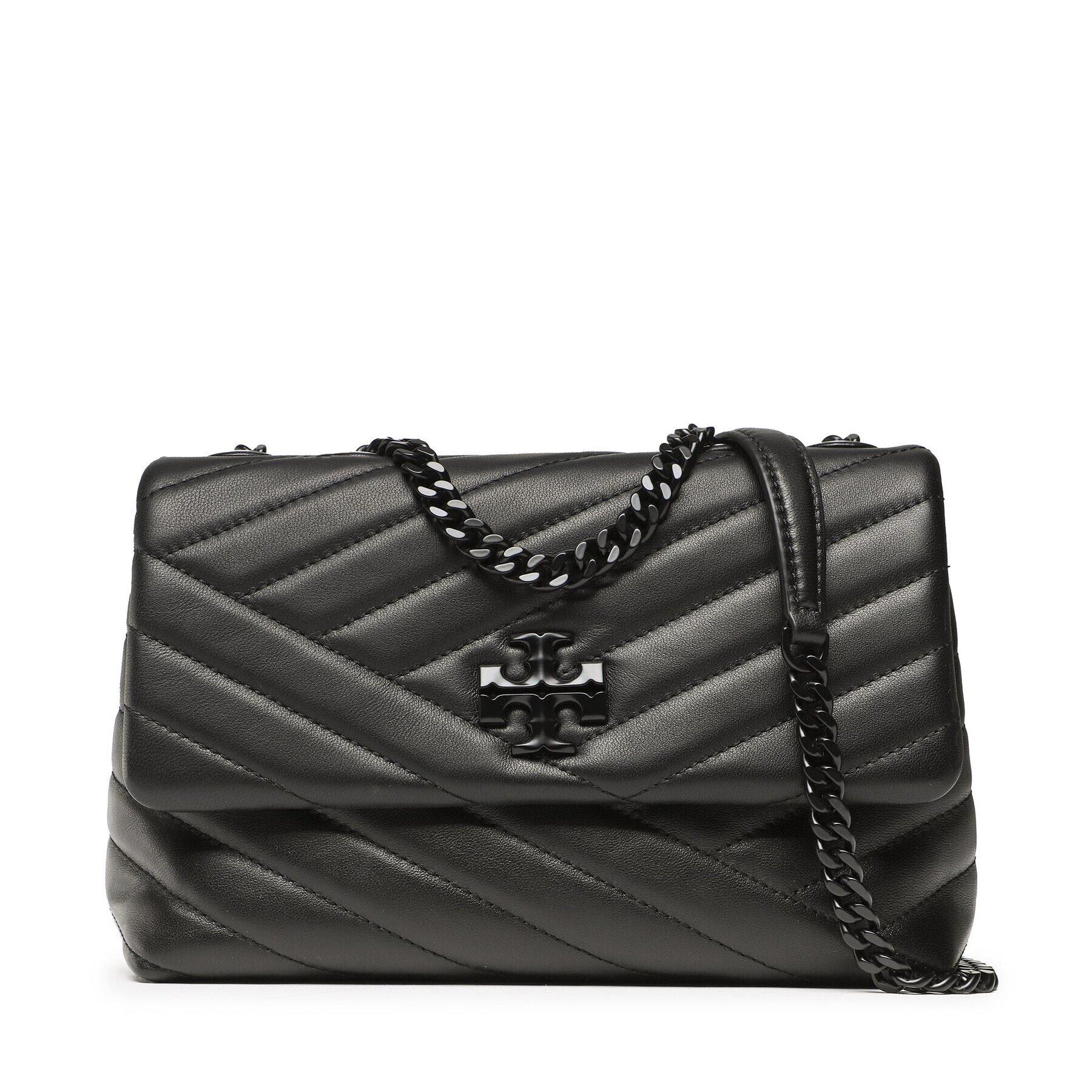 Tory Burch Ročna torba Kira Chevron Powder 90856 Črna - Pepit.si