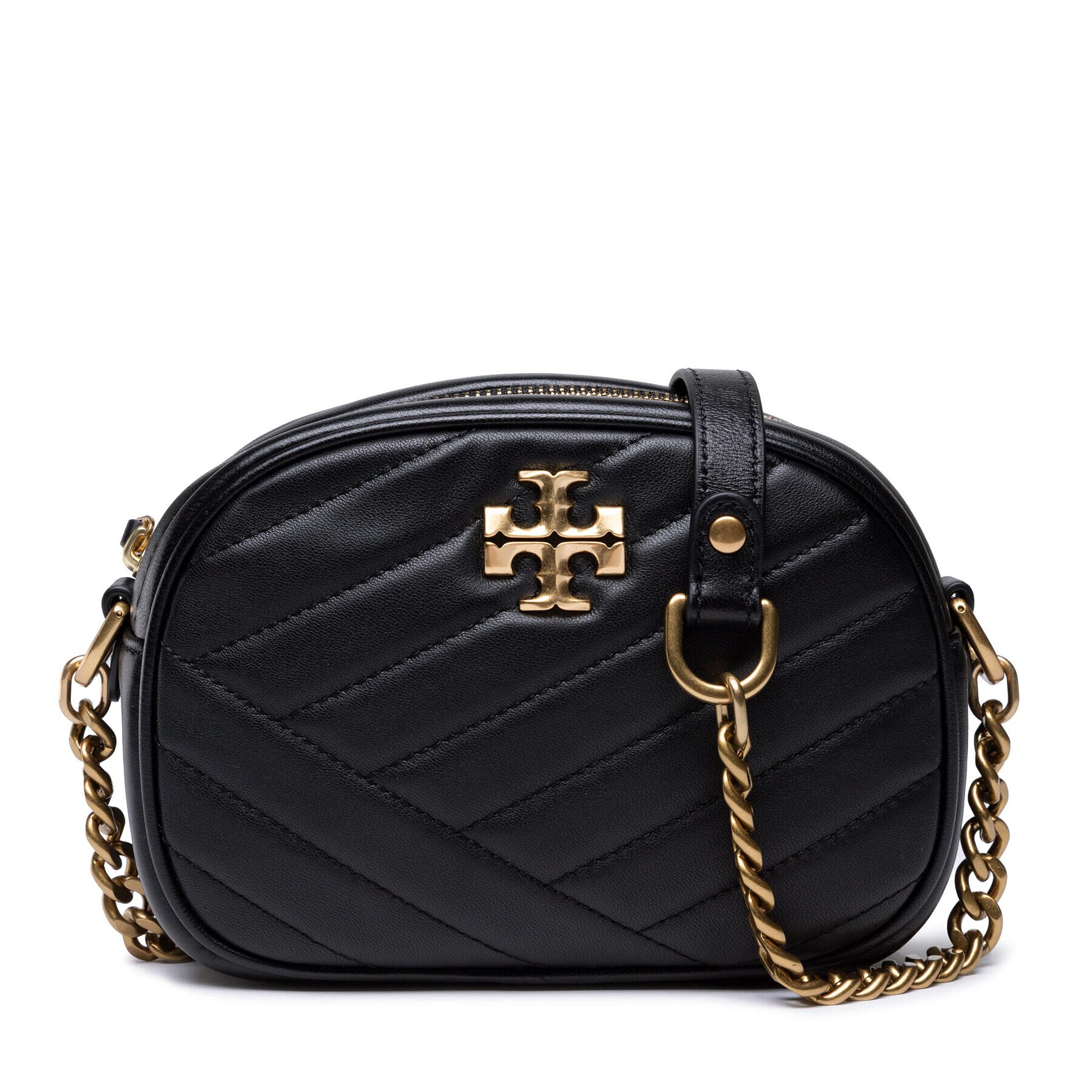 Tory Burch Ročna torba Kira Chevron Small 90450 Črna - Pepit.si