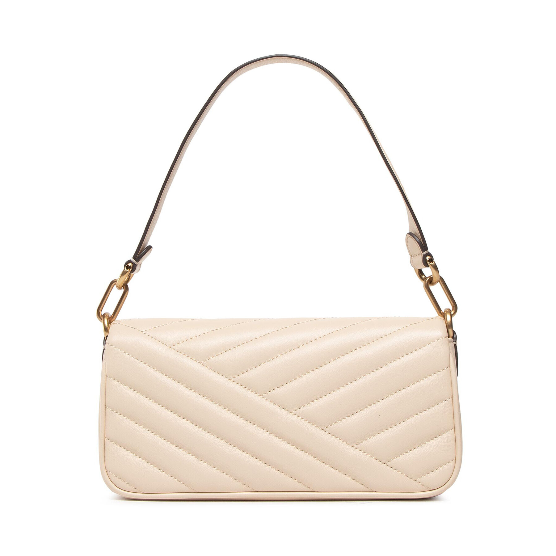 Tory Burch Ročna torba Kira Chevron Small Flap Shoulder Bag 90456 Bež - Pepit.si