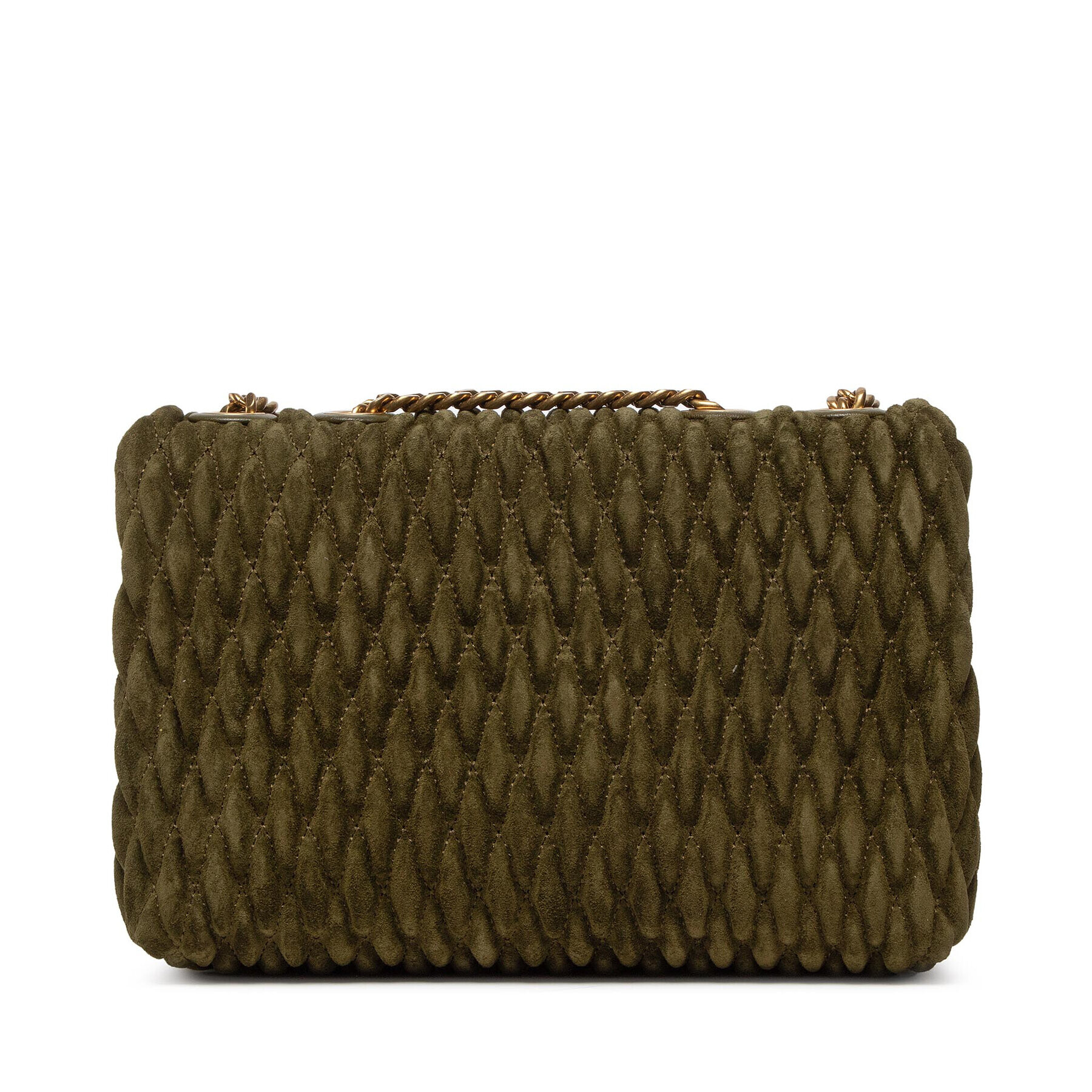 Tory Burch Ročna torba Kira Suede Ruched Small Convertible Shoulder Bag 139632 Khaki - Pepit.si