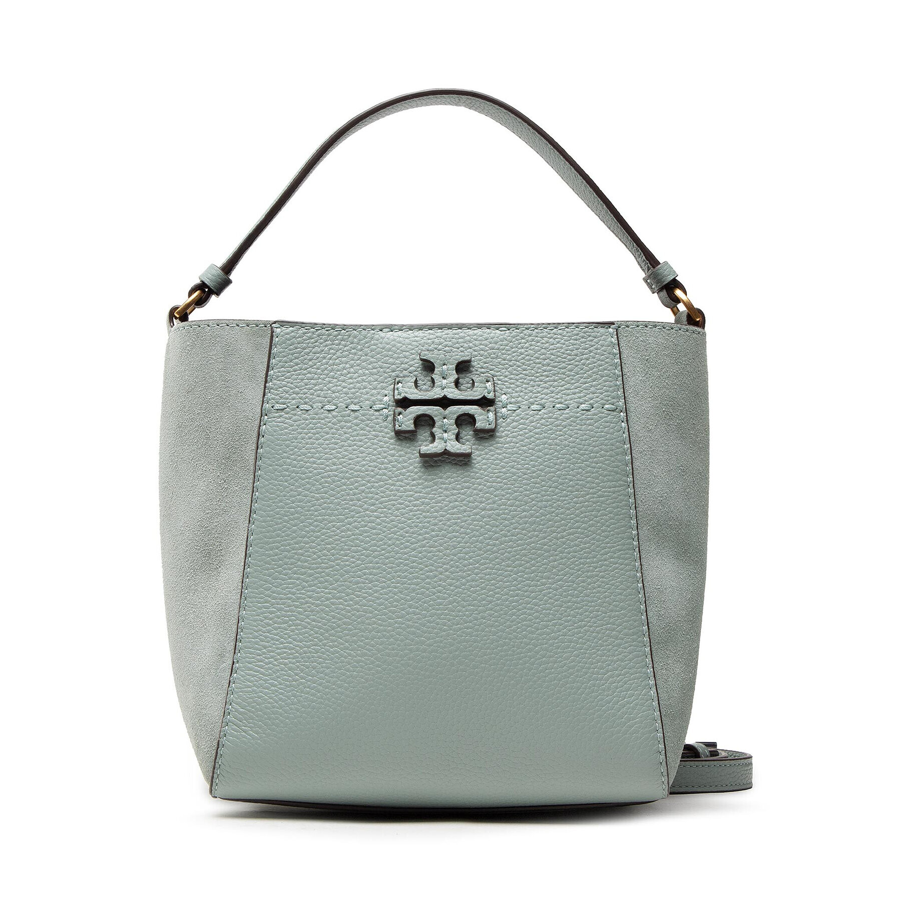 Tory Burch Ročna torba Mcgraw Small Bucket Bag 88219 Zelena - Pepit.si