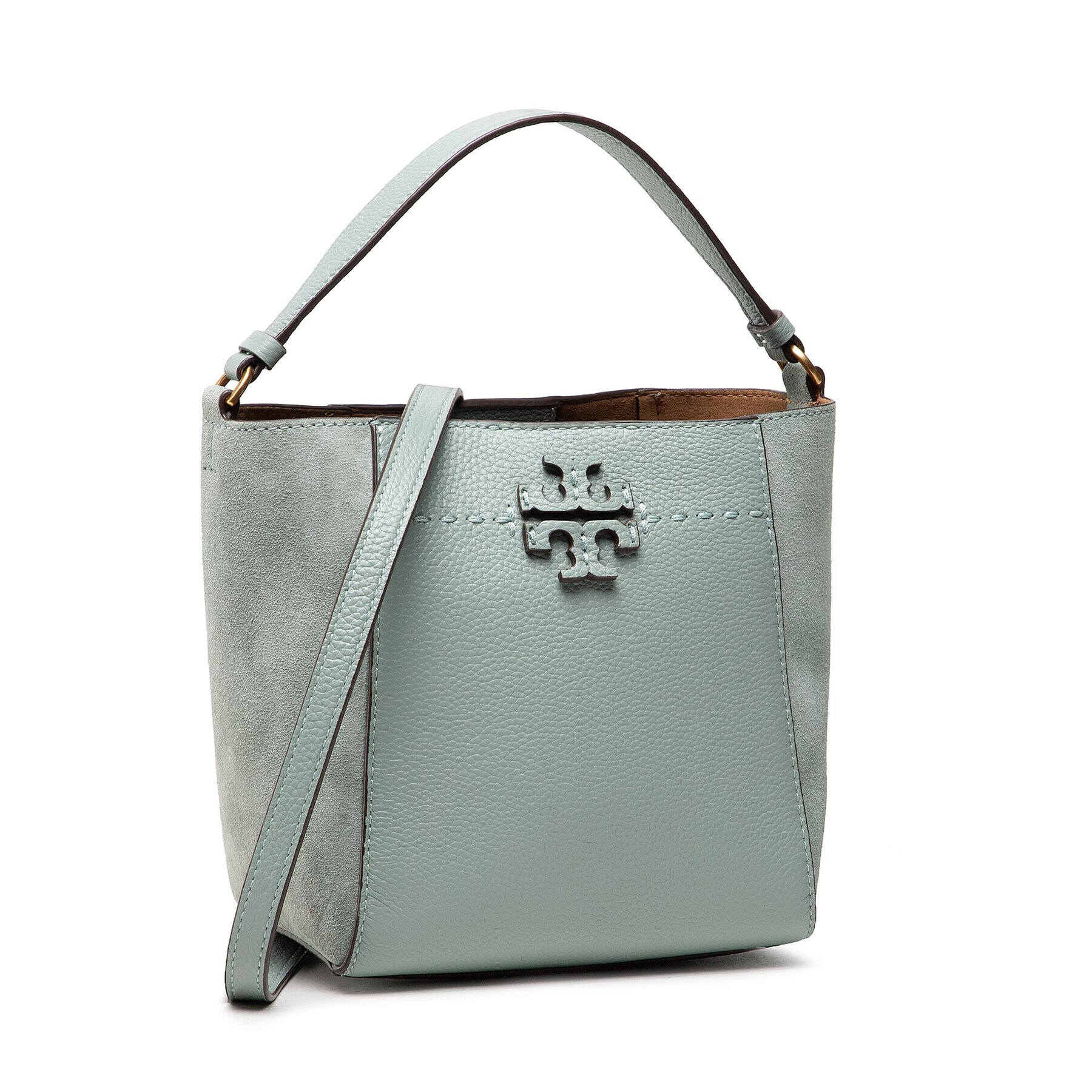 Tory Burch Ročna torba Mcgraw Small Bucket Bag 88219 Zelena - Pepit.si