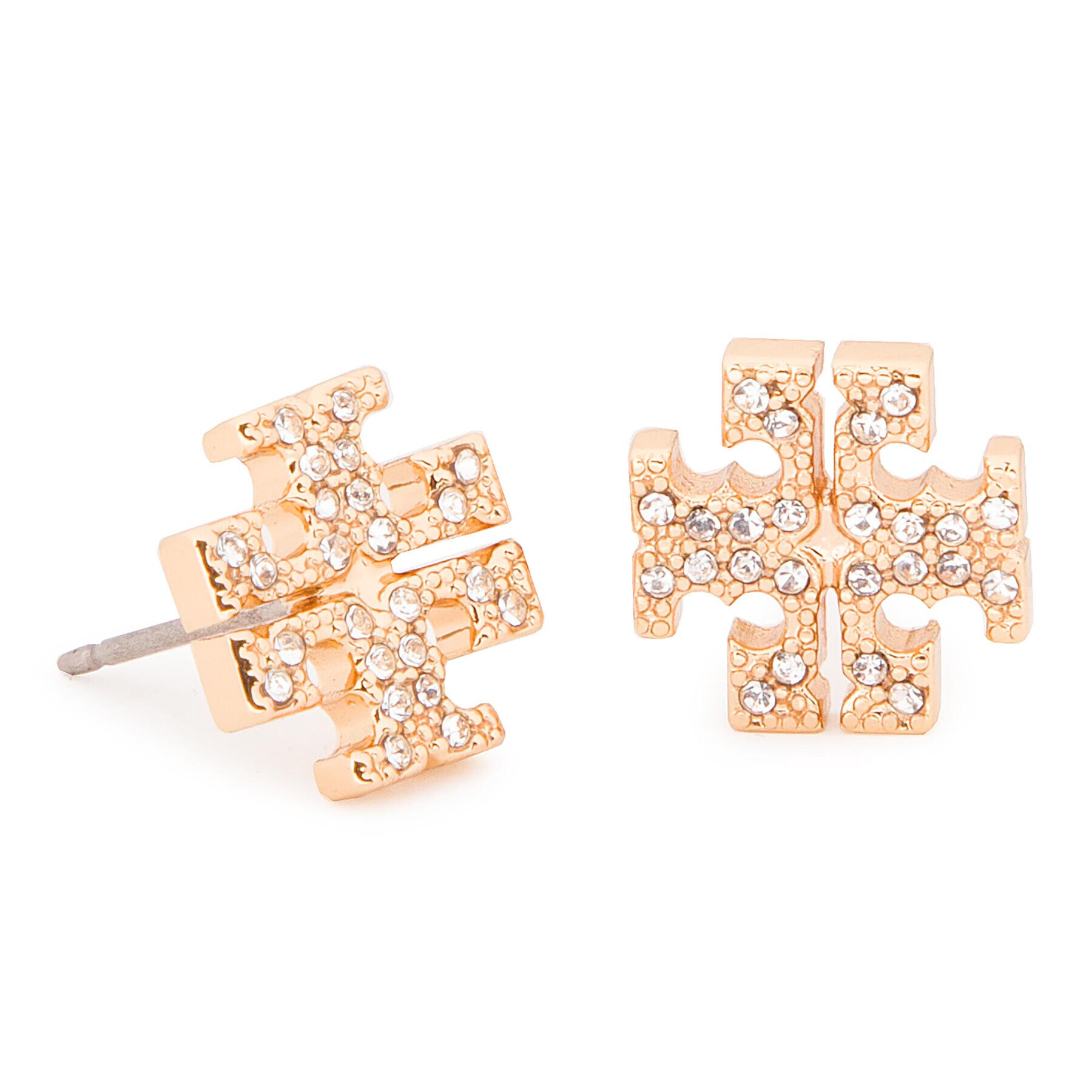 Tory Burch Uhani Crystal Logo Stud Earring 53423 Zlata - Pepit.si