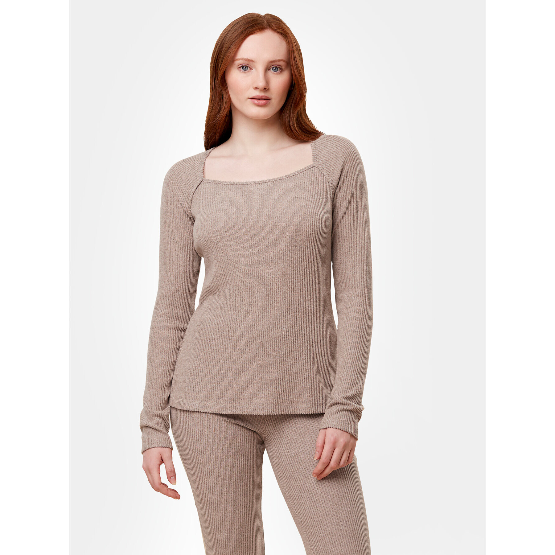 Triumph Zgornji del pižame Thermal MyWear Top LSL 10216551 Bež Regular Fit - Pepit.si