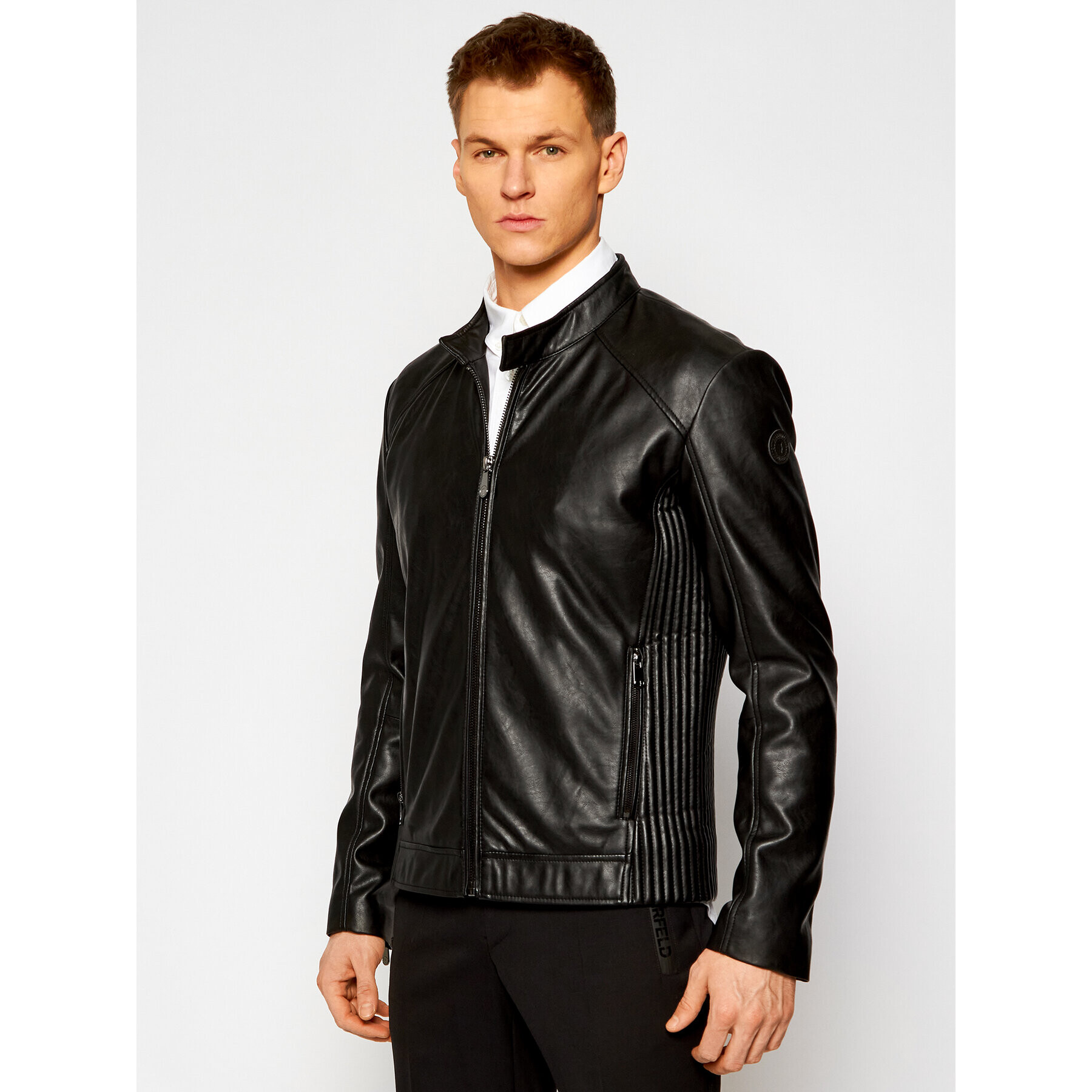 Trussardi Jakna iz umetnega usnja Biker Soft 52S00600 Črna Regular Fit - Pepit.si