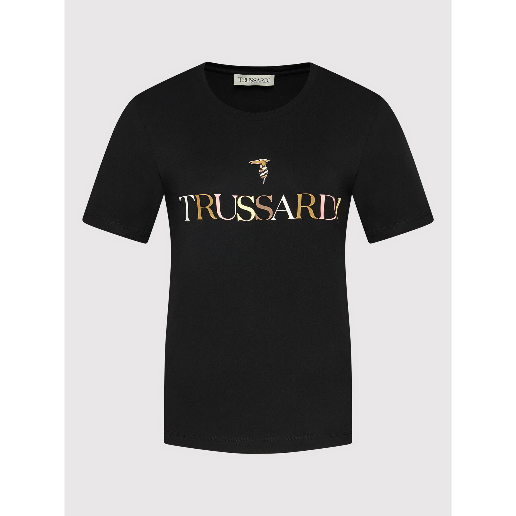 Trussardi Majica Printed Logo 56T00442 Črna Regular Fit - Pepit.si