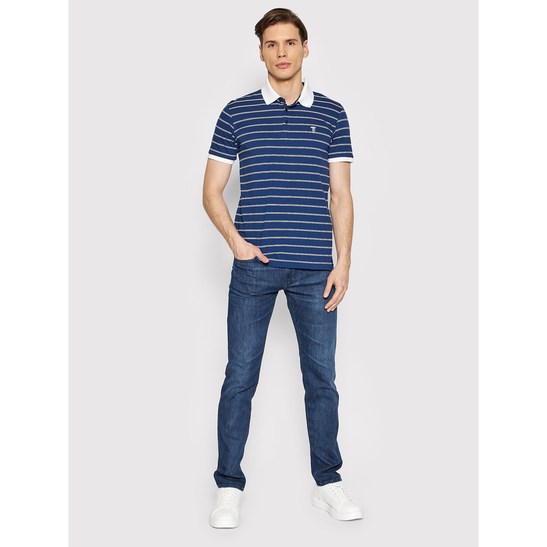 Trussardi Polo majica 52T00599 Mornarsko modra Regular Fit - Pepit.si