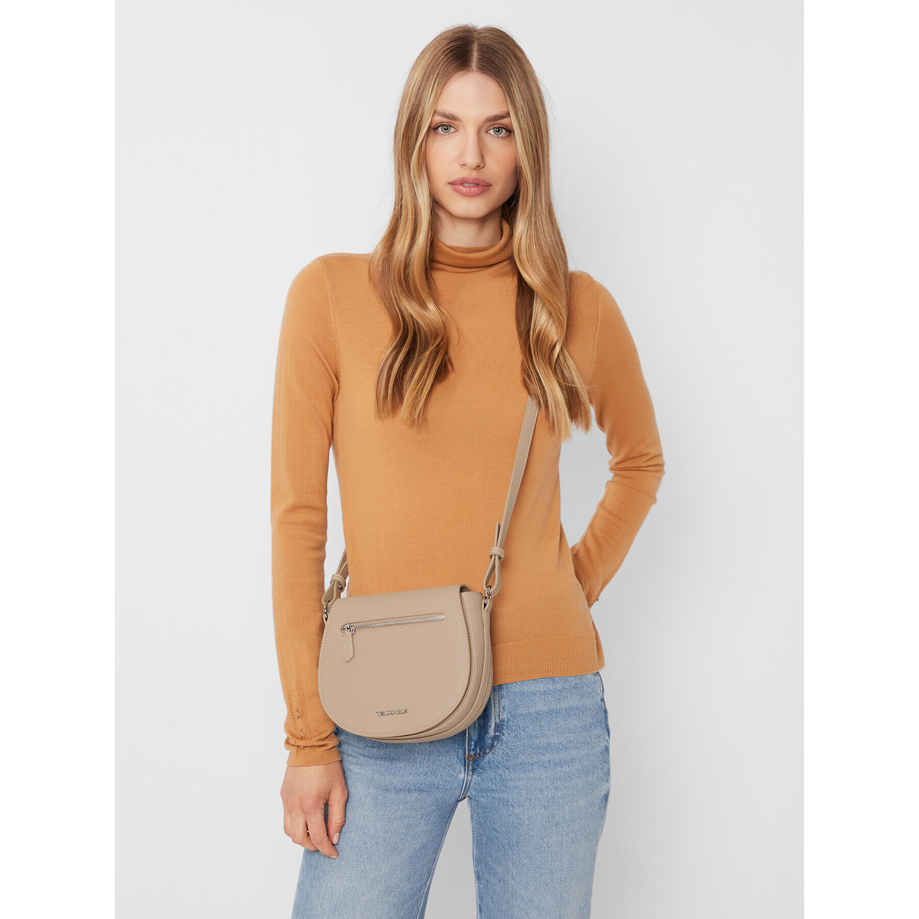 Trussardi Ročna torba New Lily Shoulder 75B01422 Bež - Pepit.si