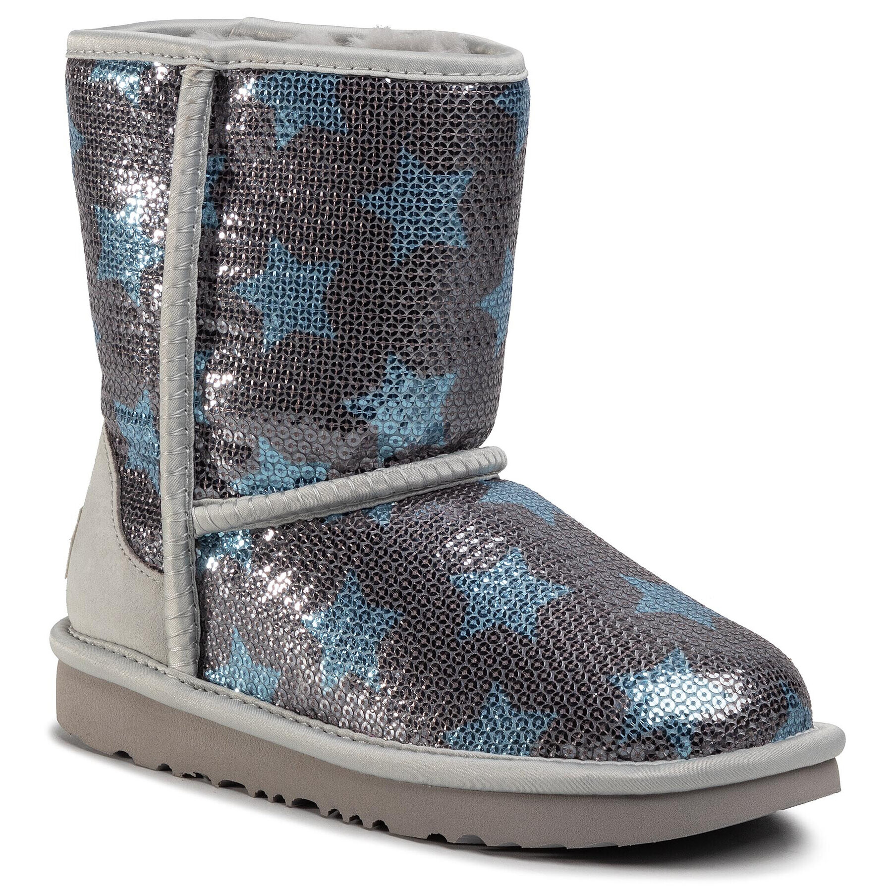 Ugg Čevlji Kids' Classic Short II Sequin Star 1107988K Siva - Pepit.si