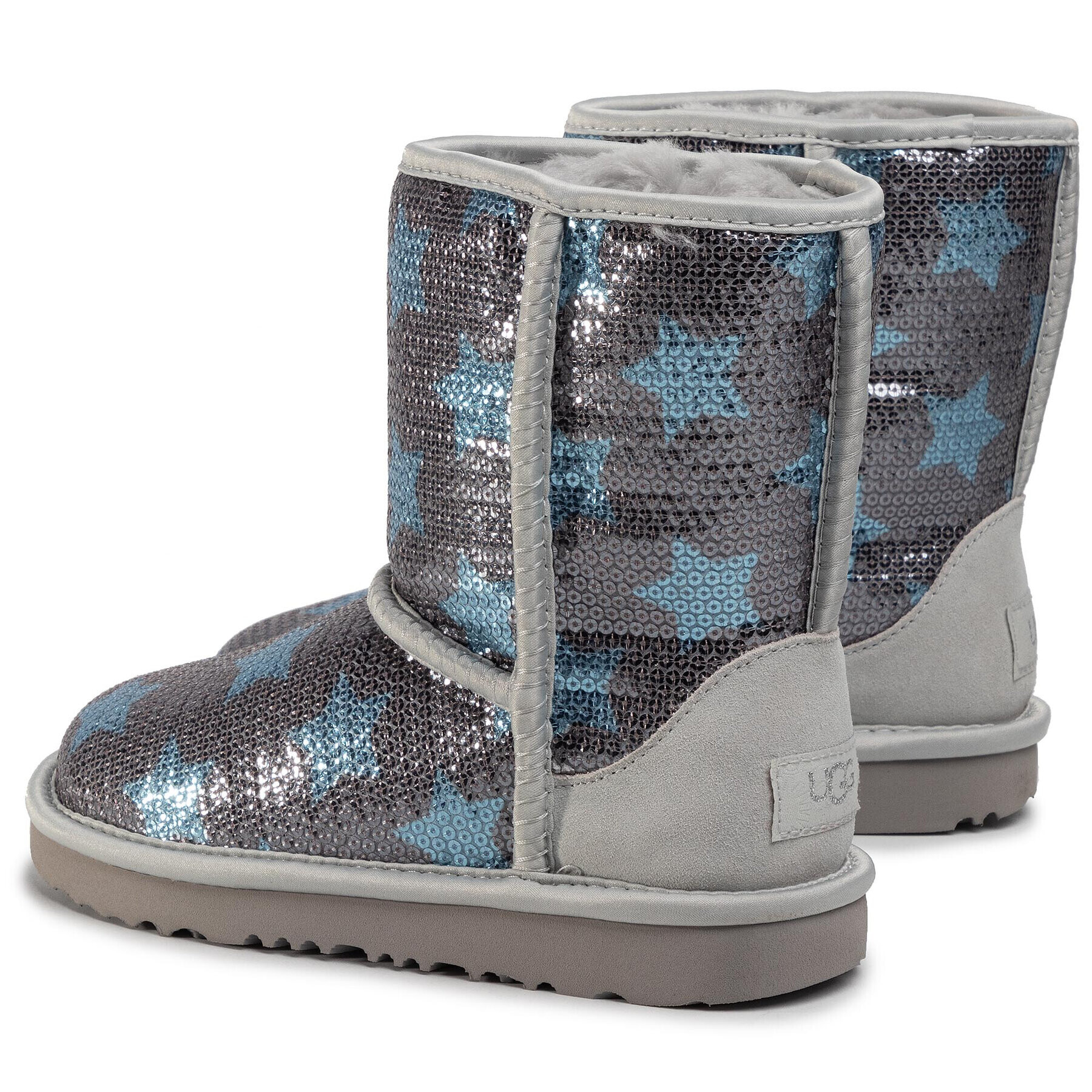 Ugg Čevlji Kids' Classic Short II Sequin Star 1107988K Siva - Pepit.si