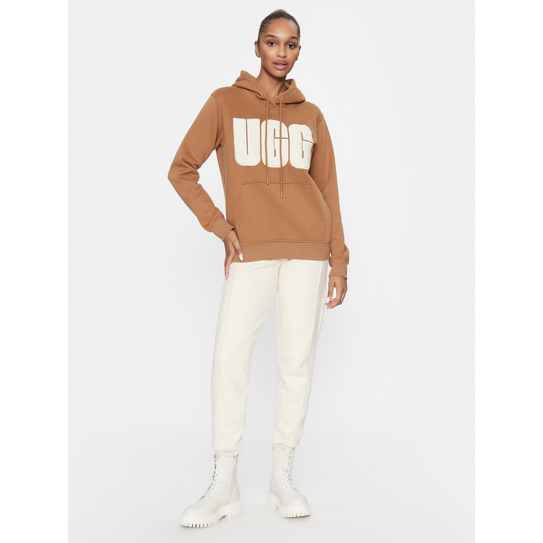 Ugg Jopa Rey fluff Logo Hoodie 1144506 Rjava Regular Fit - Pepit.si