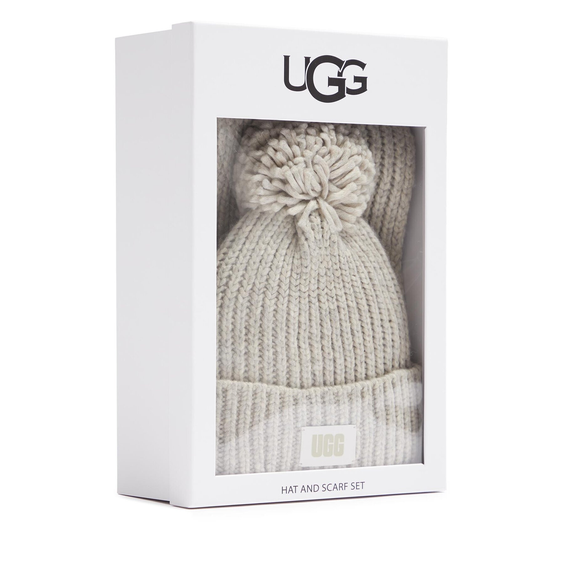 Ugg Set šal + kapa W Knit Beanie W Pom And Scarf 21883 Siva - Pepit.si