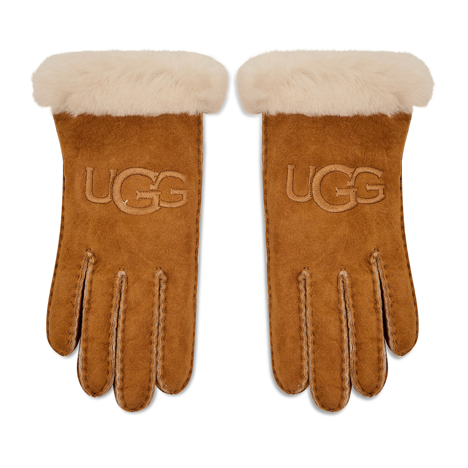 Ugg Ženske rokavice Sheepskin Embroider Glove 20931 Rjava - Pepit.si