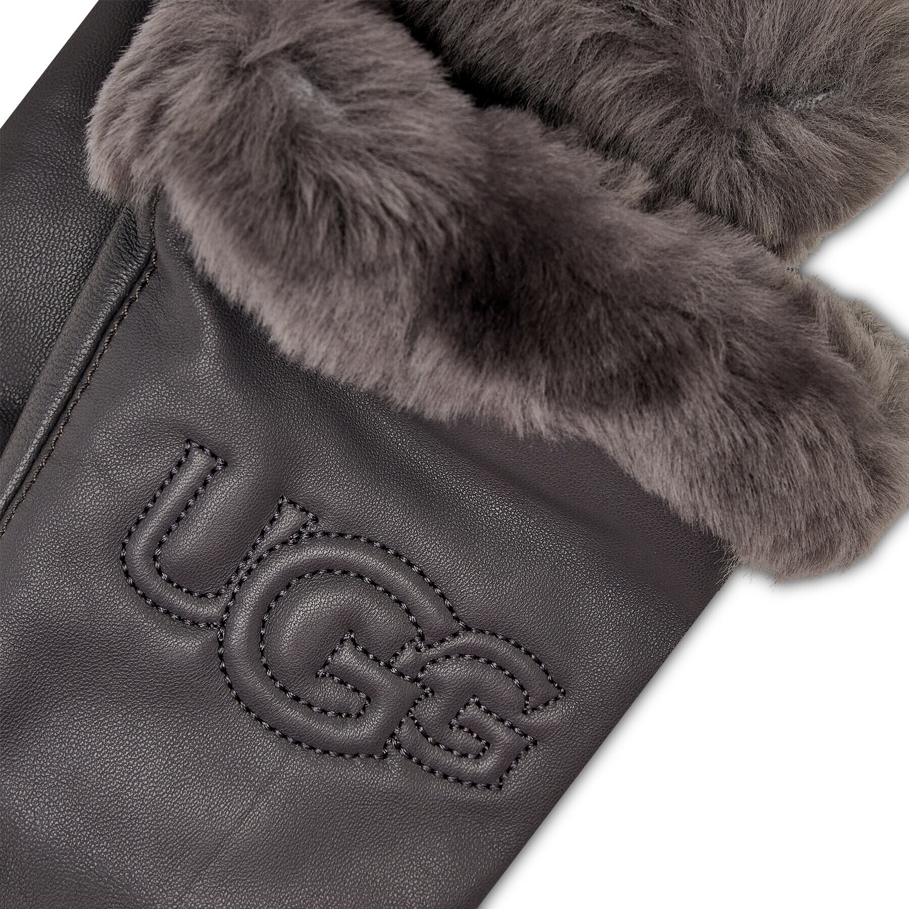 Ugg Ženske rokavice W Classic Leather Logo Glove 19034 Siva - Pepit.si