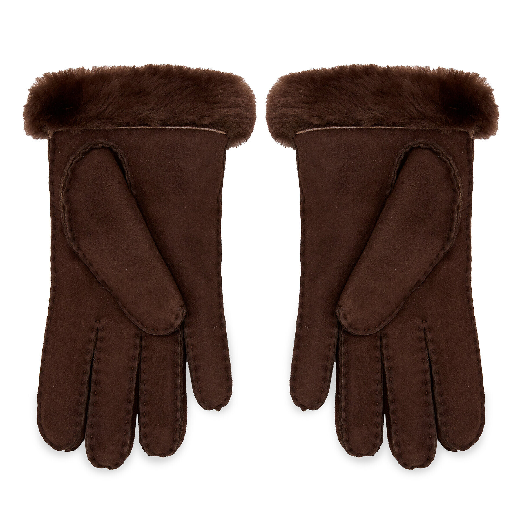 Ugg Ženske rokavice W Shorty Glove W Leather Trim 17367 Rjava - Pepit.si