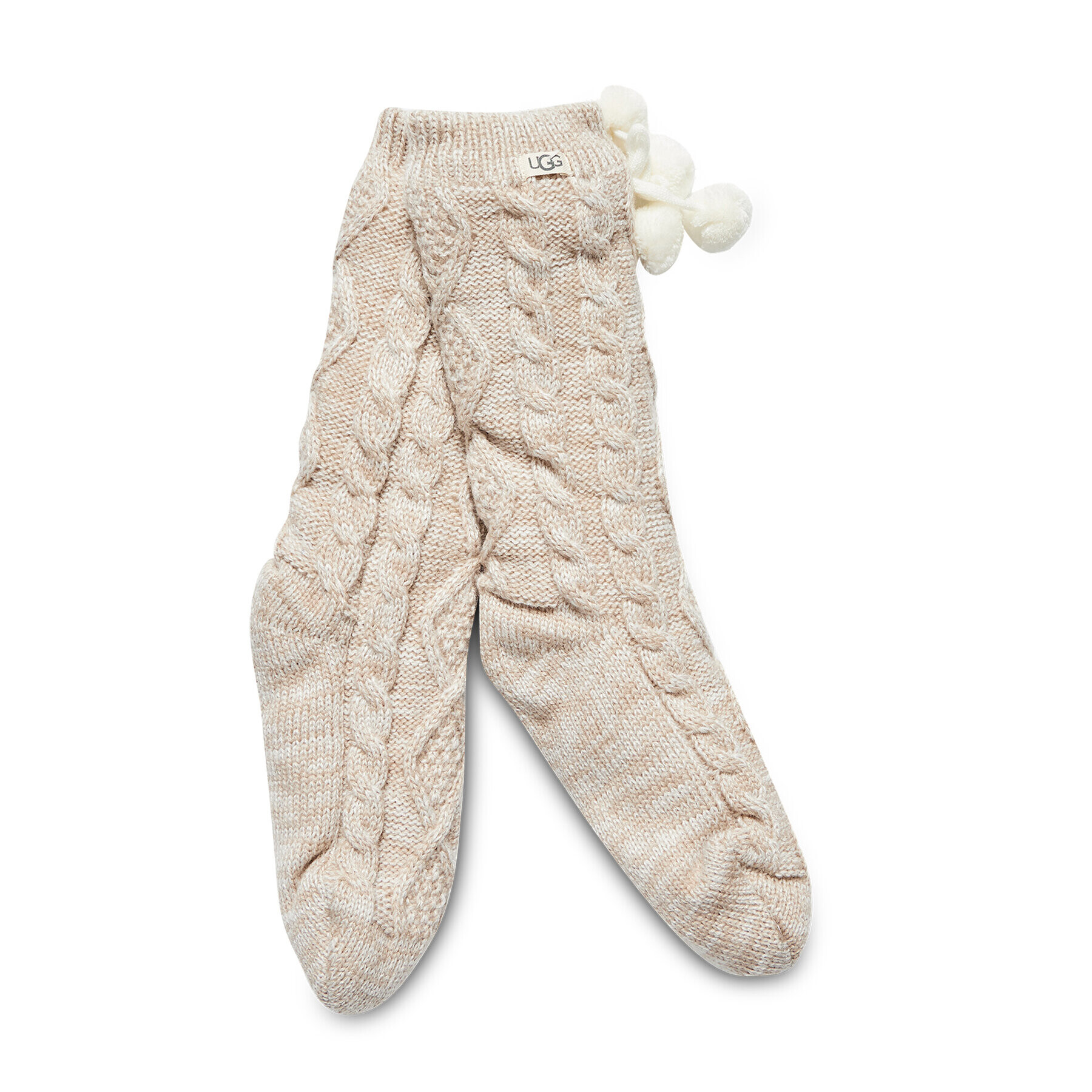 Ugg Ženske visoke nogavice W Pom Pom Fleece Lined Crew Sock r.OS 1014837 Bež - Pepit.si