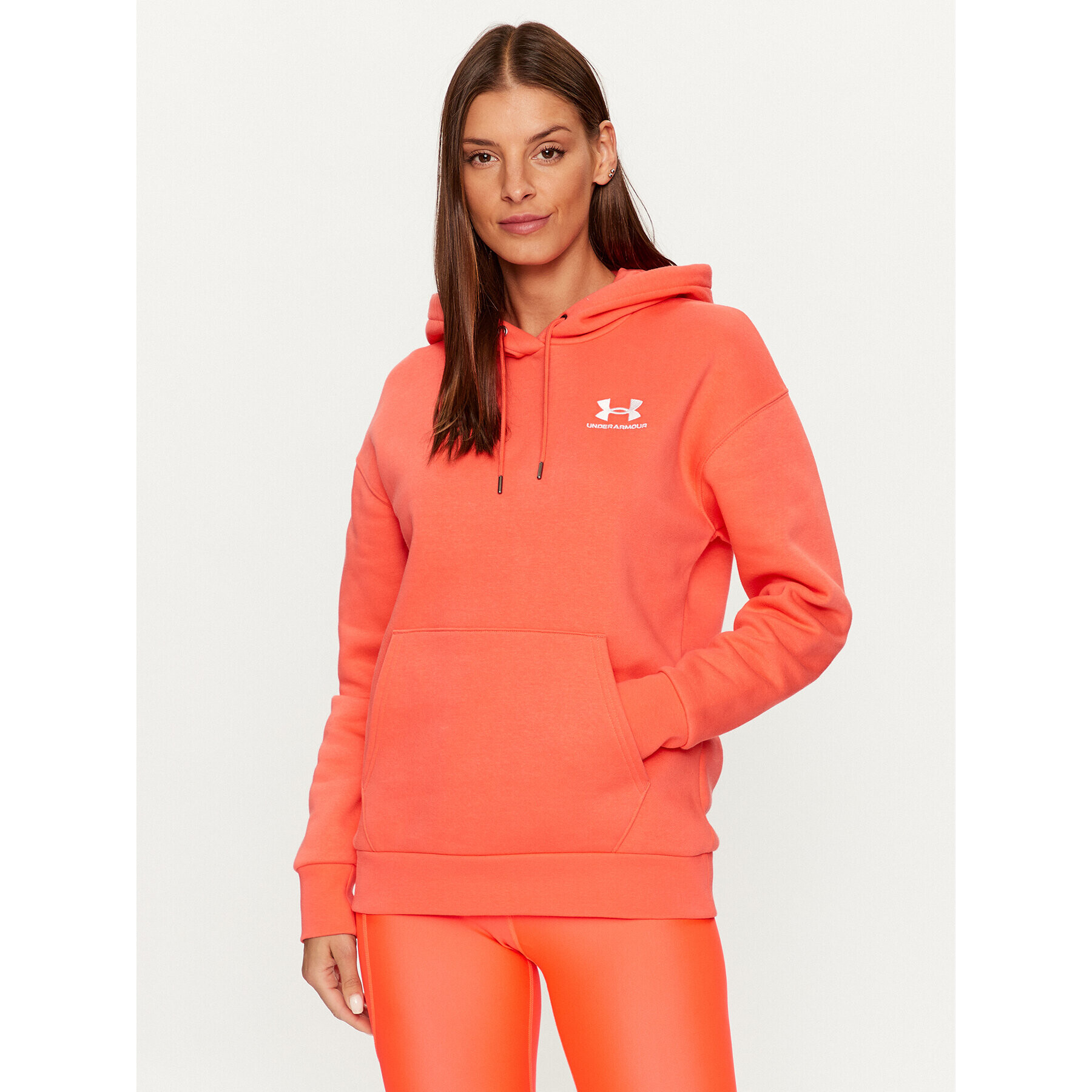 Under Armour Jopa Essential Fleece Hoodie 1373033 Rdeča Loose Fit - Pepit.si