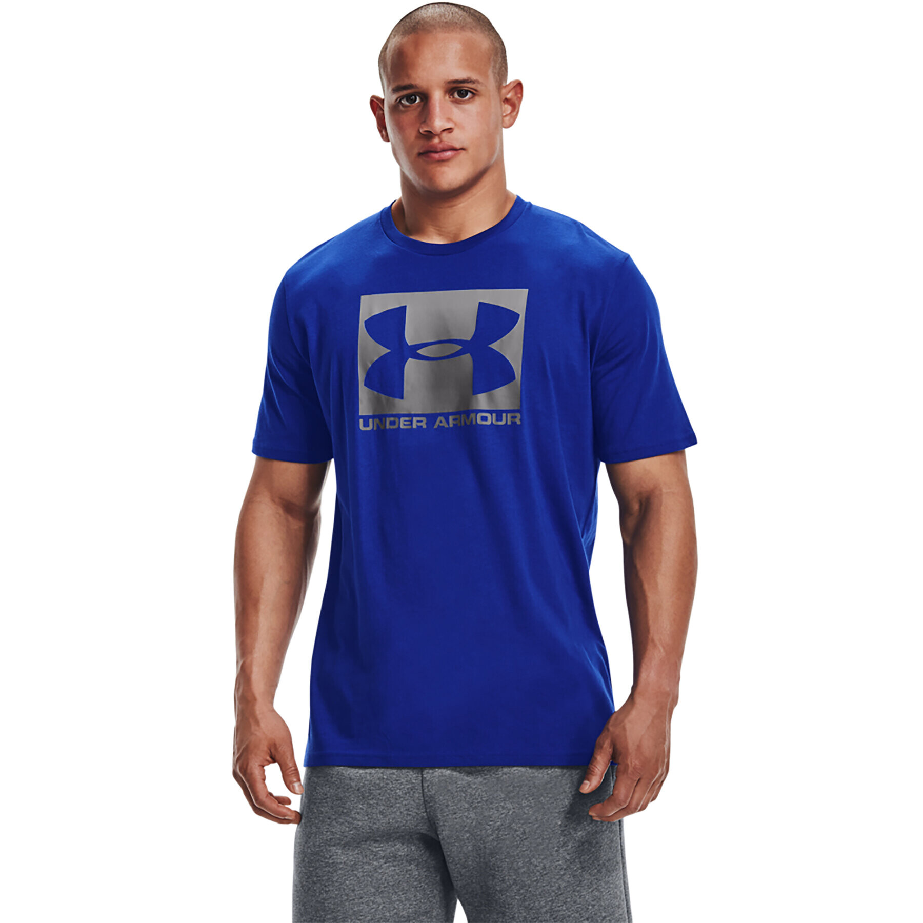 Under Armour Majica UA BOXED SPORTSTYLE SS 1329581 Modra Regular Fit - Pepit.si