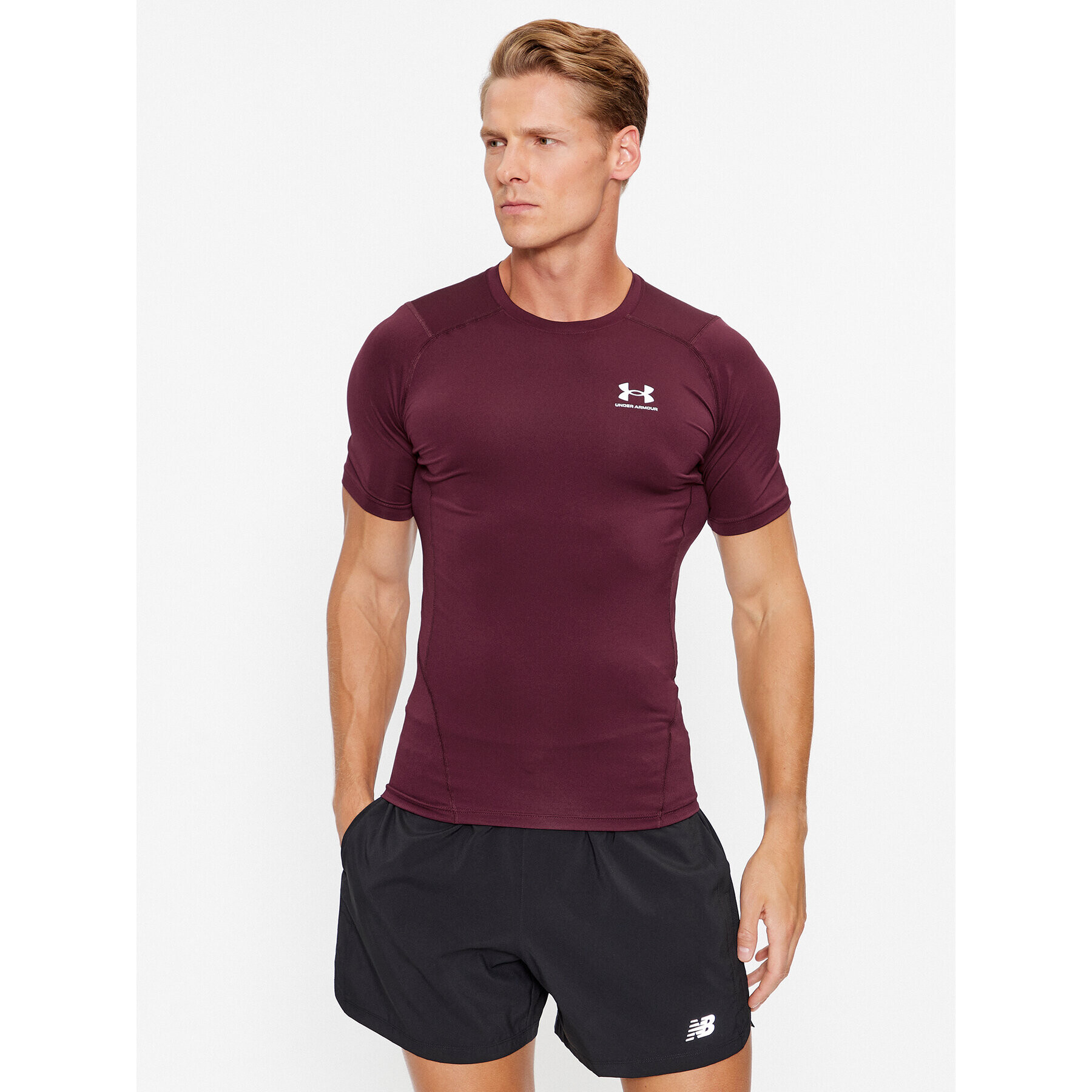 Under Armour Majica Ua Hg Armour Comp Ss 1361518 Bordo rdeča Compression Fit - Pepit.si