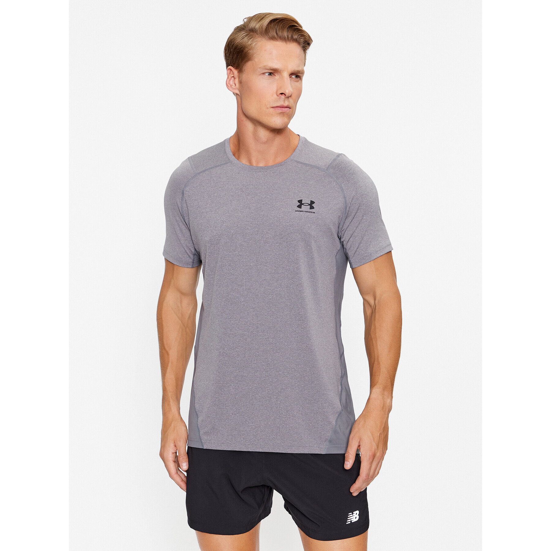 Under Armour Majica Ua Hg Armour Fitted Ss 1361683 Siva Fitted Fit - Pepit.si