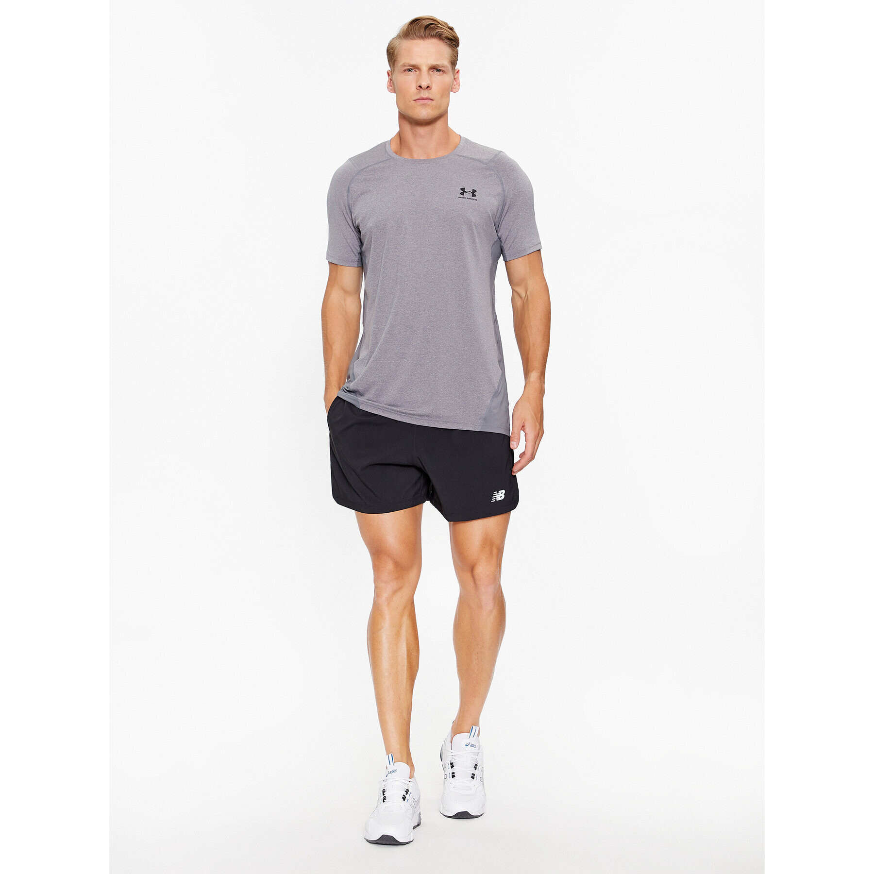 Under Armour Majica Ua Hg Armour Fitted Ss 1361683 Siva Fitted Fit - Pepit.si