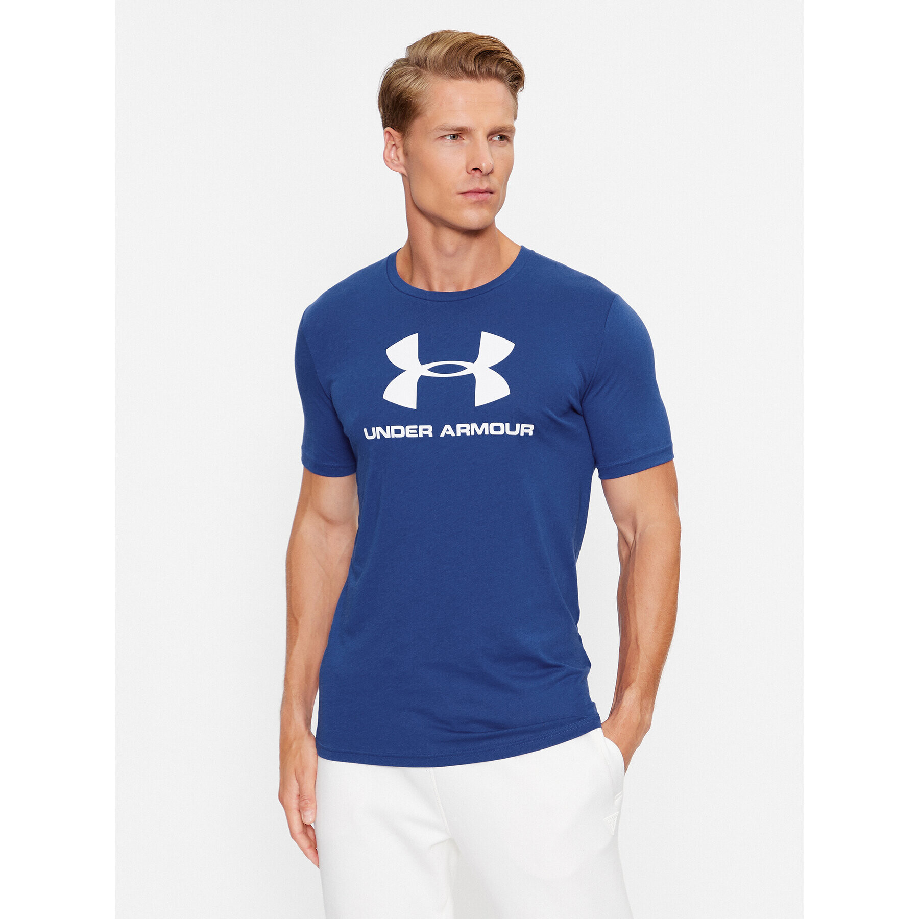 Under Armour Majica Ua Sportstyle Logo Ss 1329590 Modra Loose Fit - Pepit.si