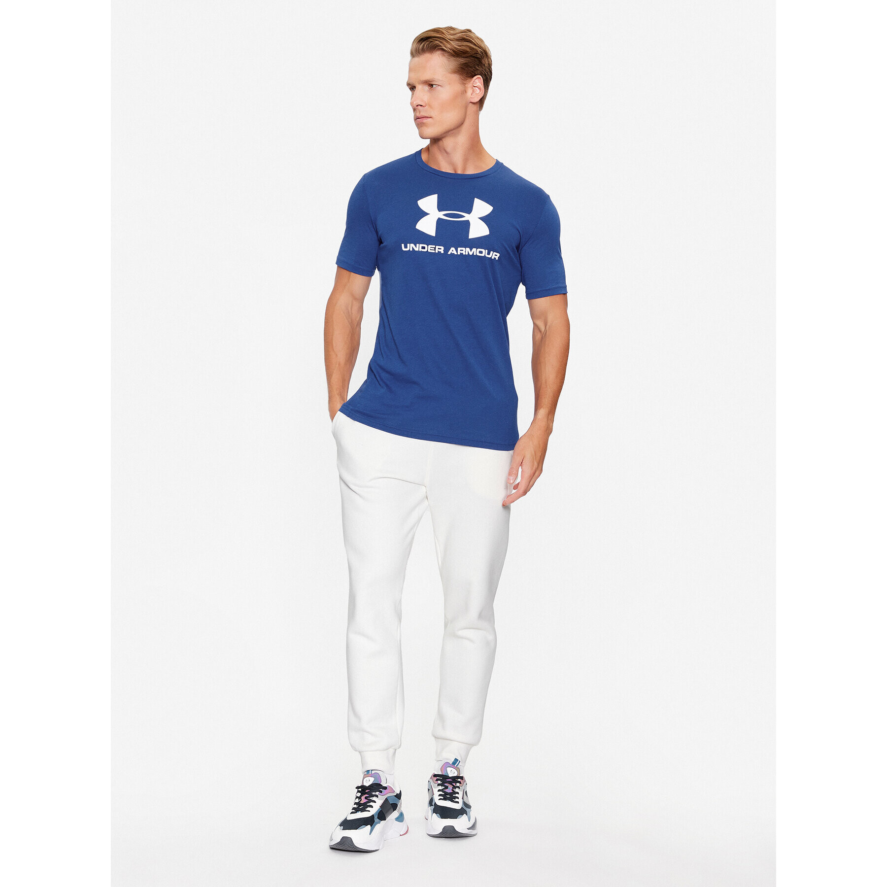 Under Armour Majica Ua Sportstyle Logo Ss 1329590 Modra Loose Fit - Pepit.si