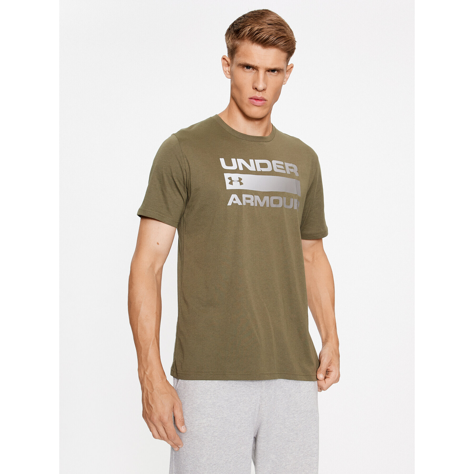 Under Armour Majica Ua Team Issue Wordmark Ss 1329582 Khaki Loose Fit - Pepit.si