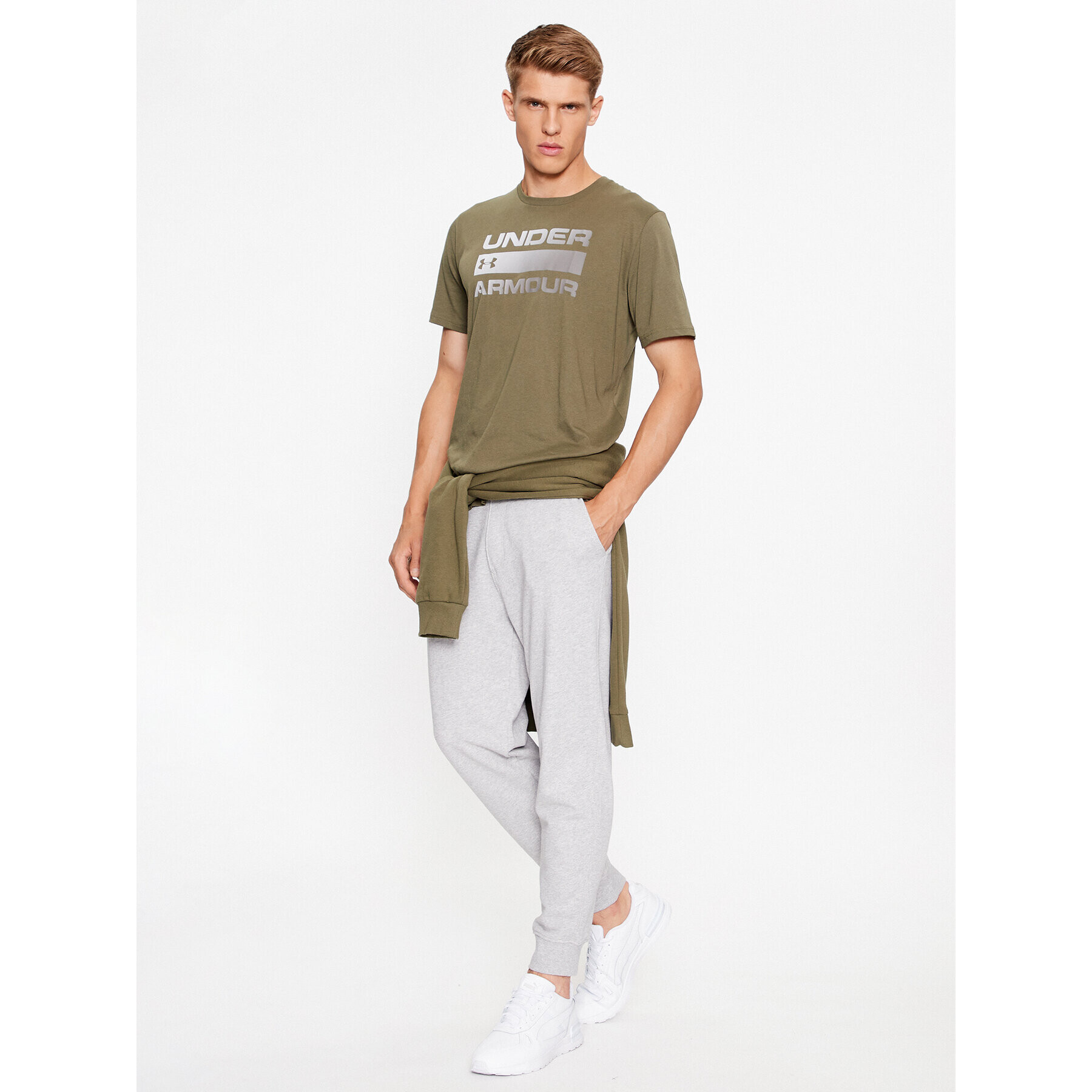 Under Armour Majica Ua Team Issue Wordmark Ss 1329582 Khaki Loose Fit - Pepit.si