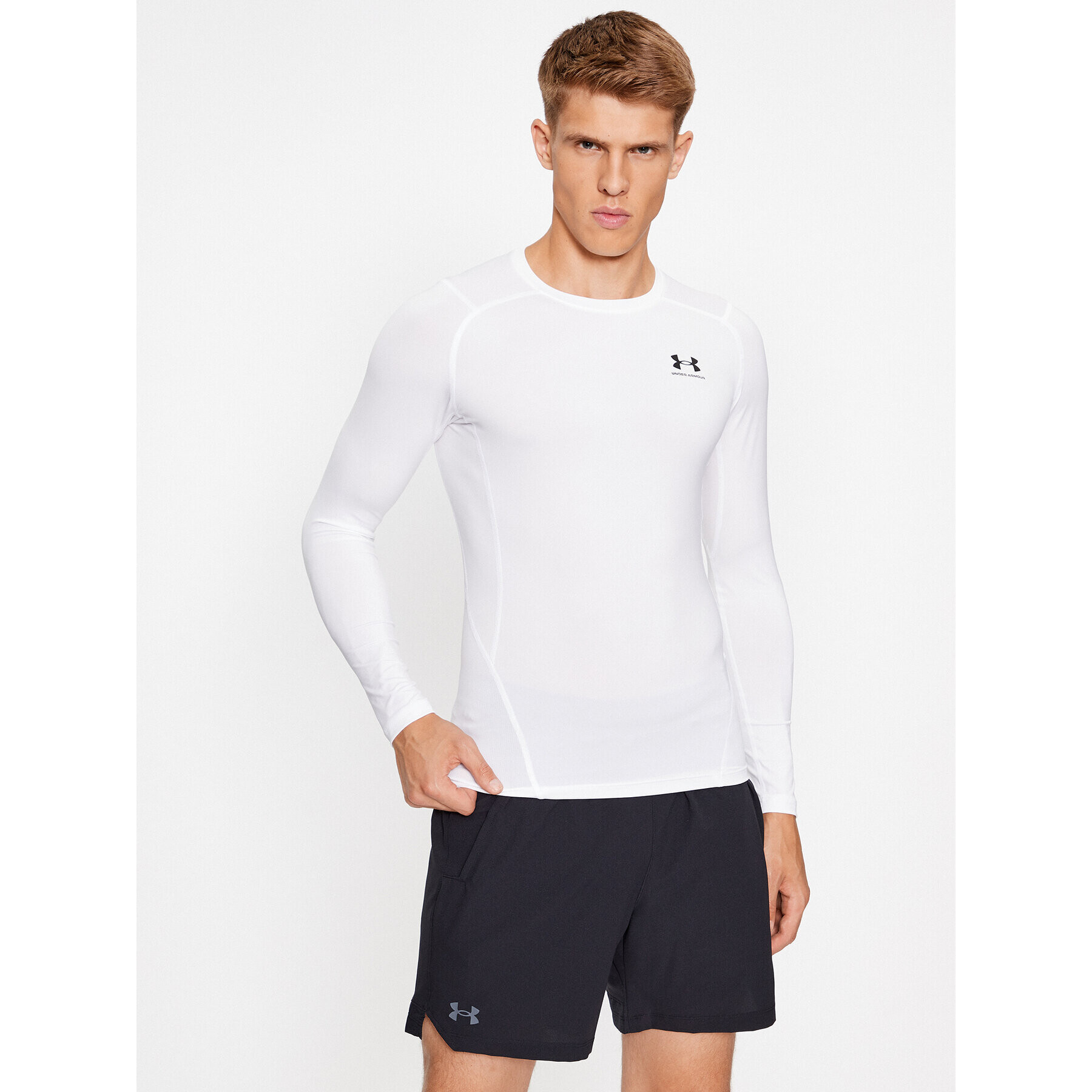 Under Armour Športna majica Ua Hg Armour Comp Ls 1361524 Bela Compression Fit - Pepit.si