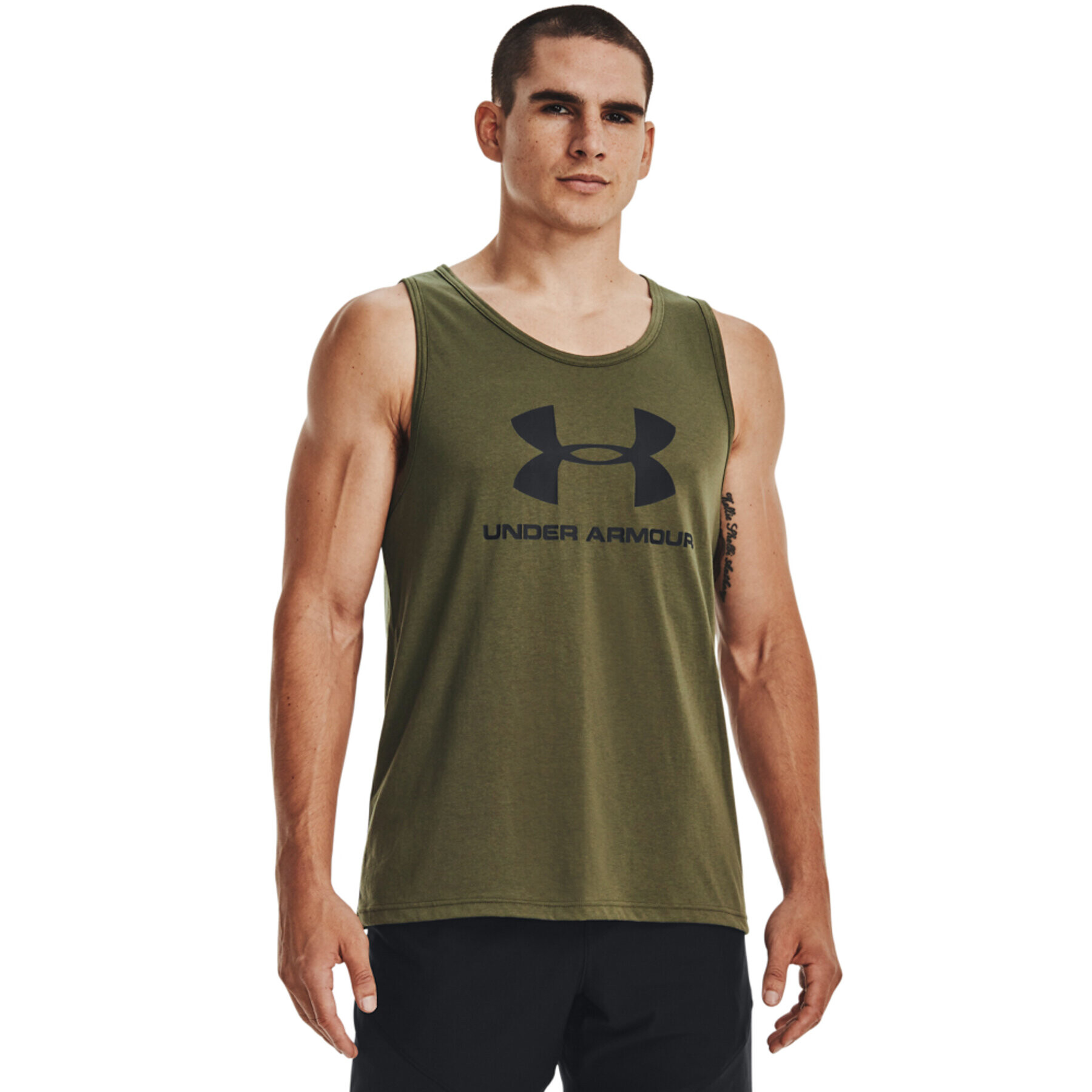 Under Armour Športna majica UA SPORTSTYLE LOGO TANK 1329589 Khaki Regular Fit - Pepit.si