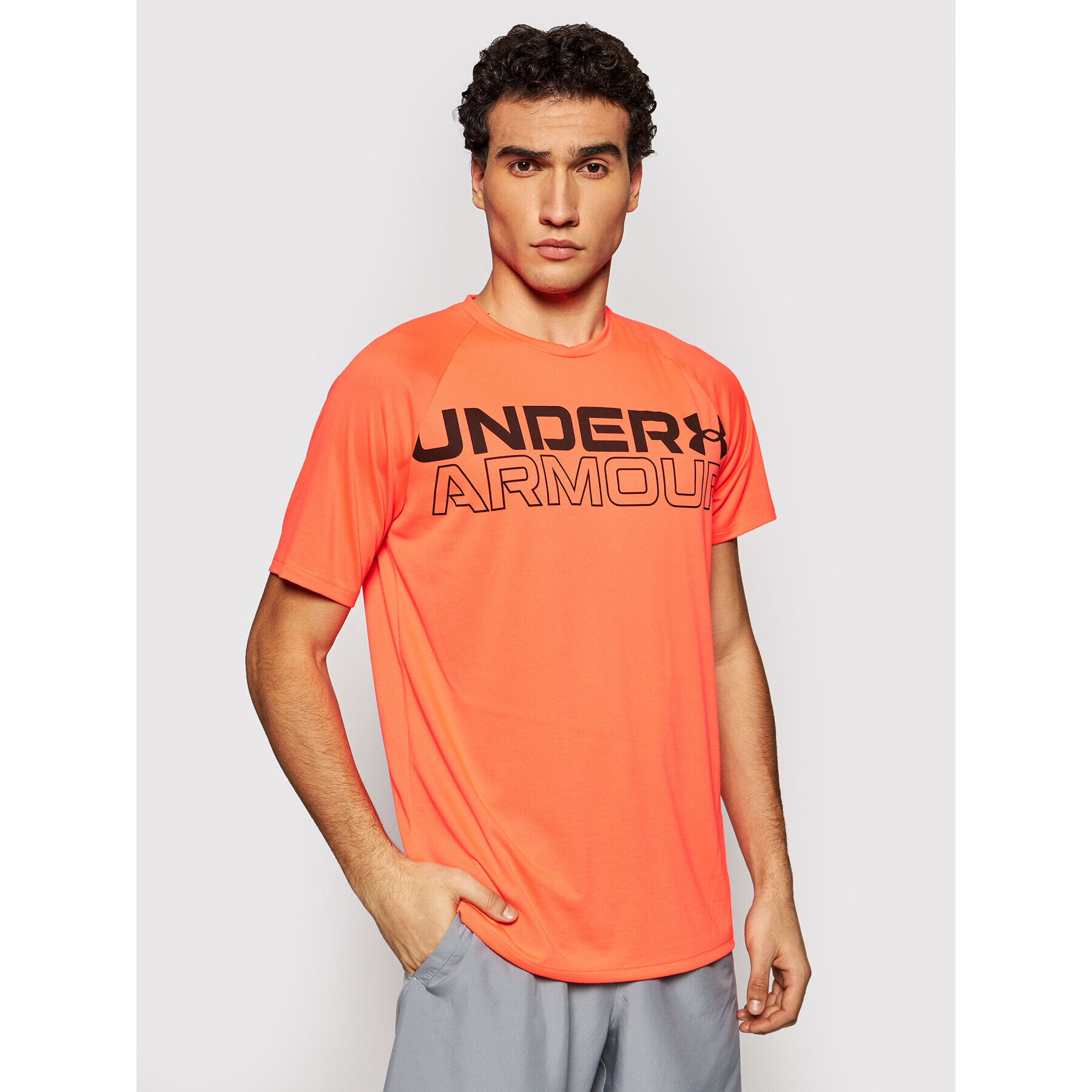 Under Armour Športna majica Wordmark 1361702 Oranžna Loose Fit - Pepit.si